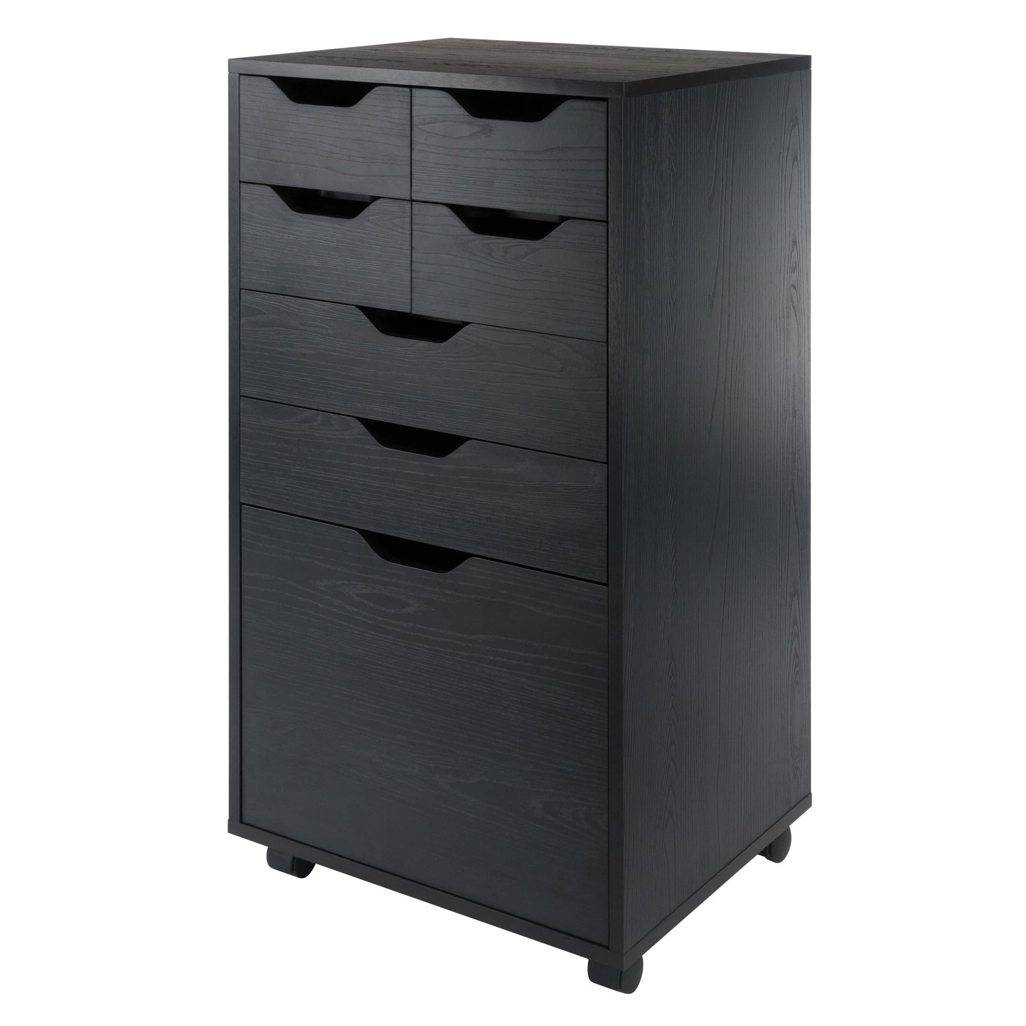 Halifax Bins & Drawers Multi-Storage Tall Mobile Cabinet, Black