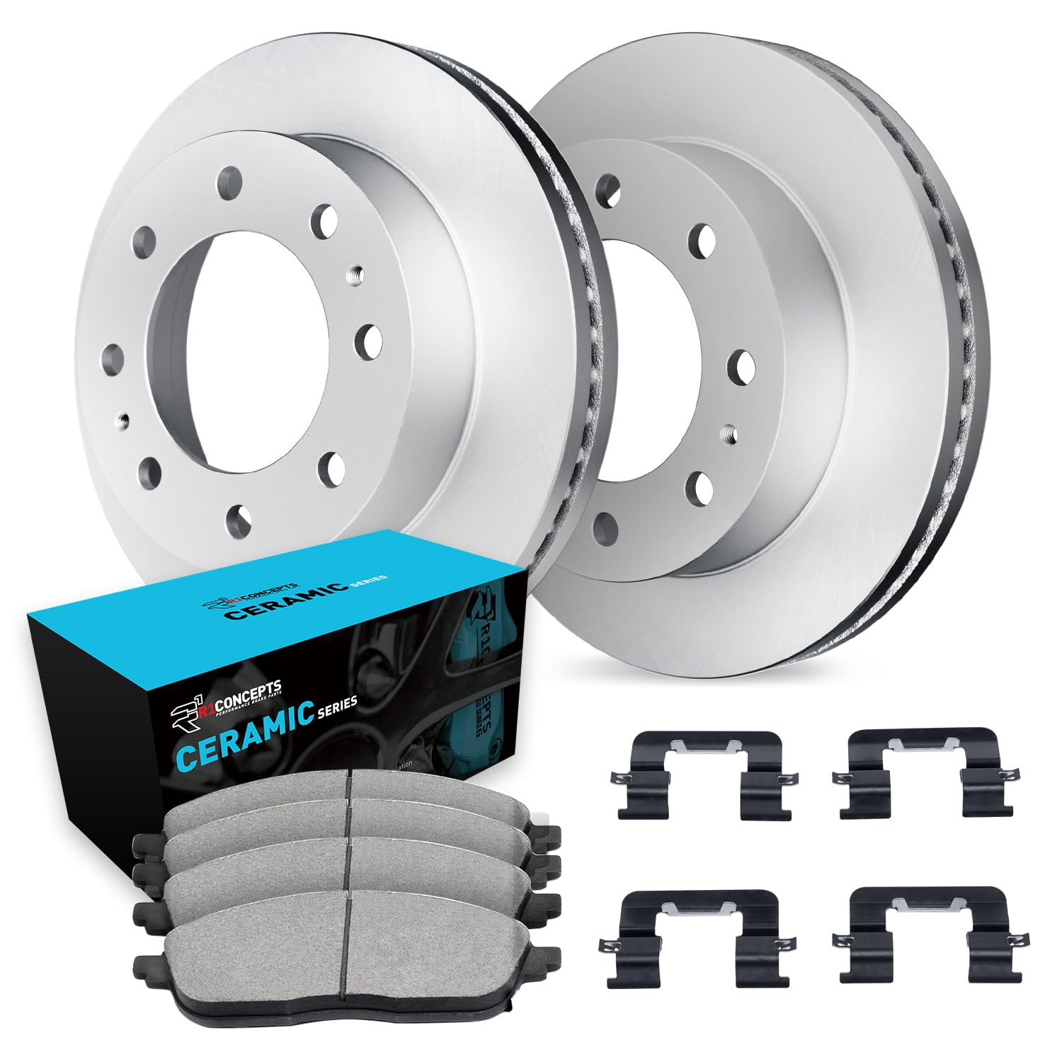 R1 Concepts Carbon Coated Disc Brake Rotor Set with Ceramic Pads and Hardware WDWH1-48013