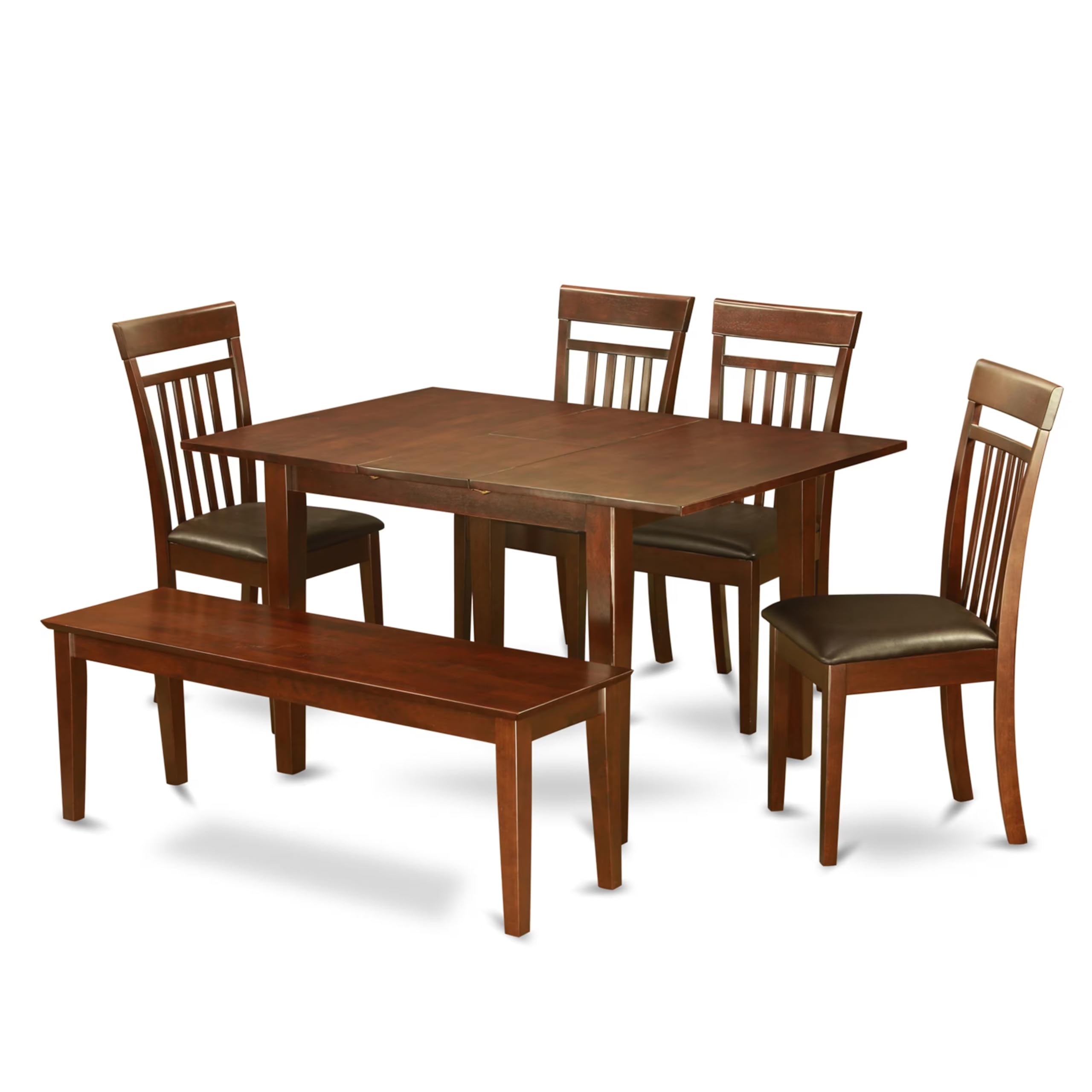 6-Pc  Dining  room  set  with  bench  -small  Table  with  4  Dining  Chairs  and  Bench
