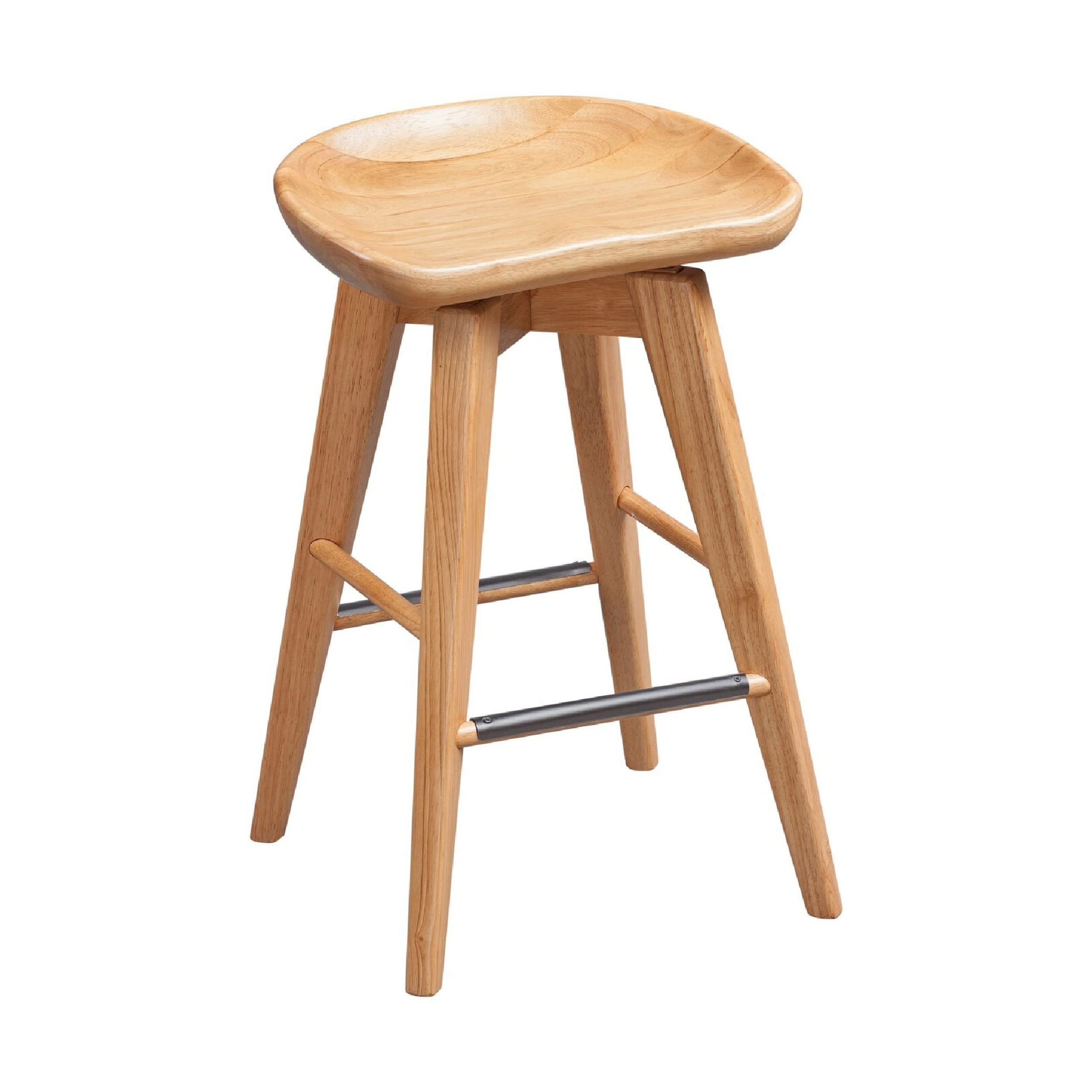 Esme 24 Inch Swivel Counter Stool with Contour Seat, Wood, Natural Brown