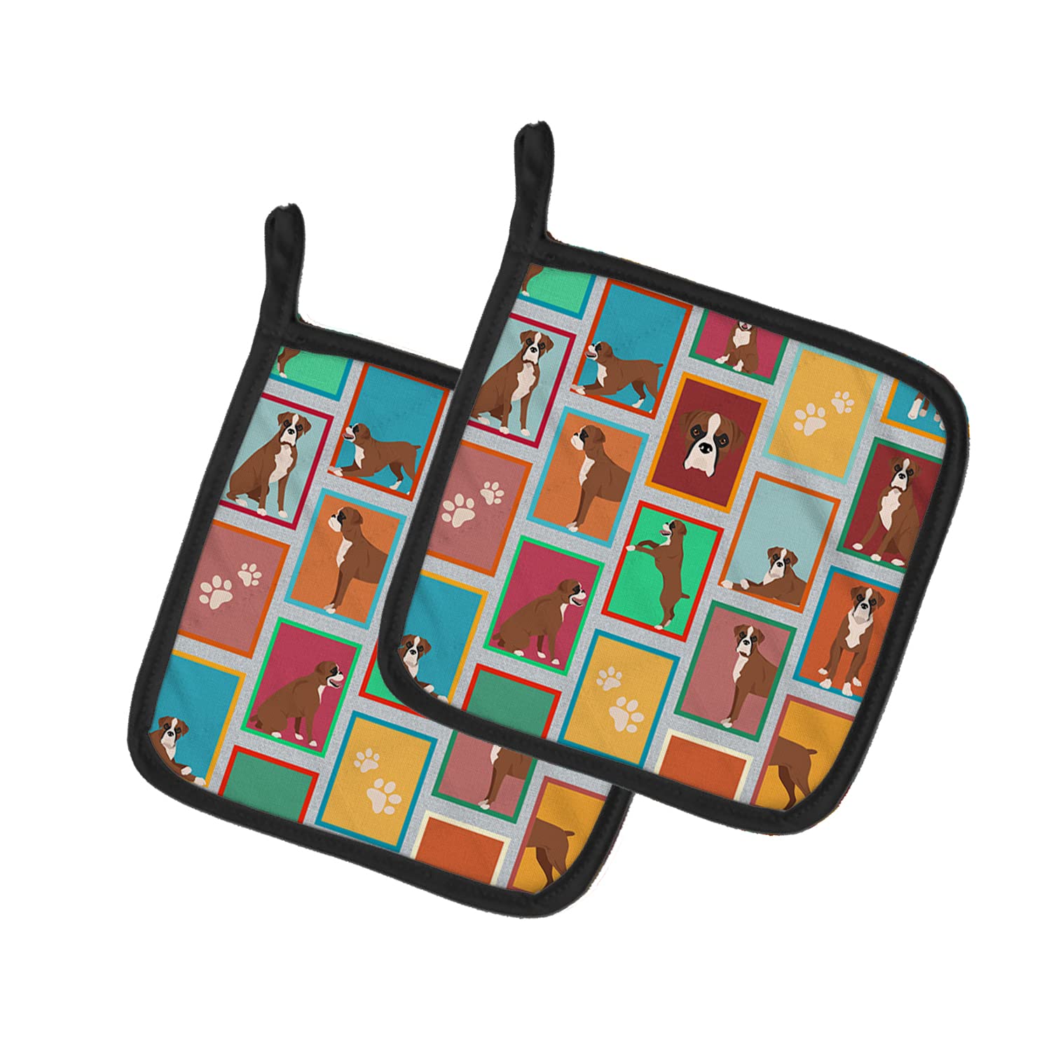 Lots of Flashy Fawn Boxer Pair of Pot Holders