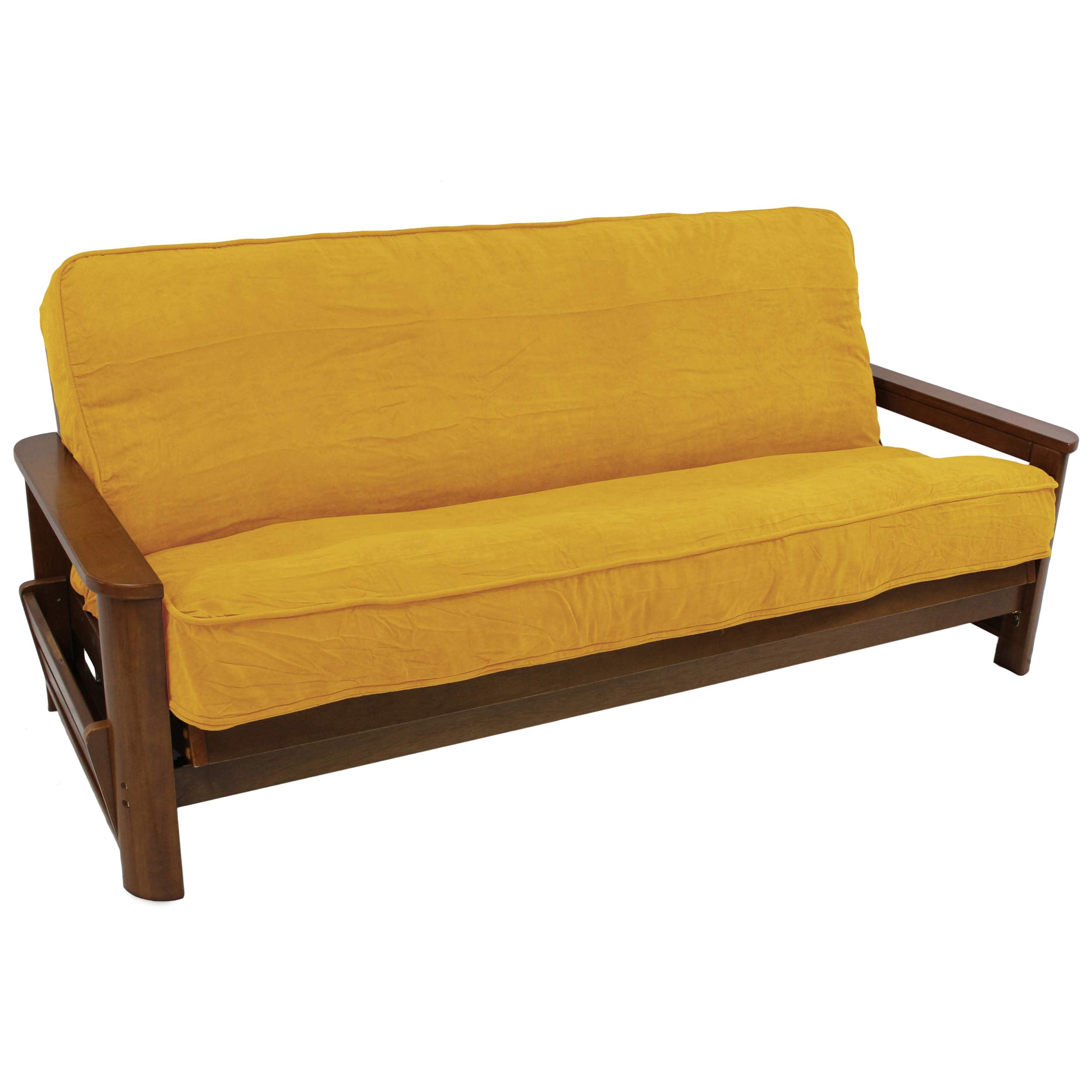 Solid Microsuede Double Corded 8 to 9-inch Full Futon Cover - Lemon