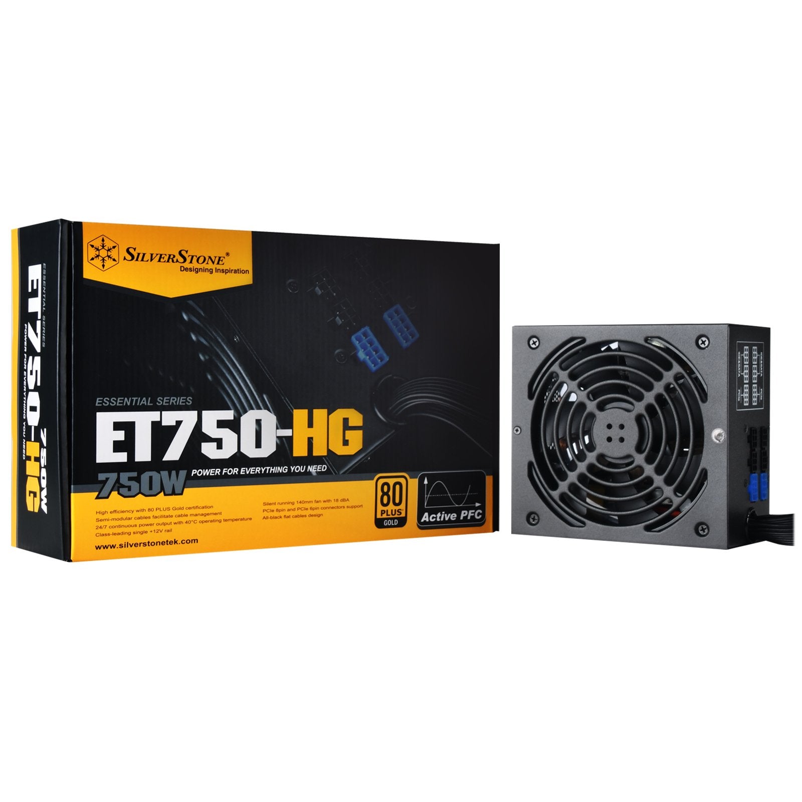 750W,ATX form factor, single +12V rails with 62A output, Silent 120mmFan with 18dBA minimum, efficiency 80Plus Gold certification, all flat half modular cables, 4x8/6pin PCI-E