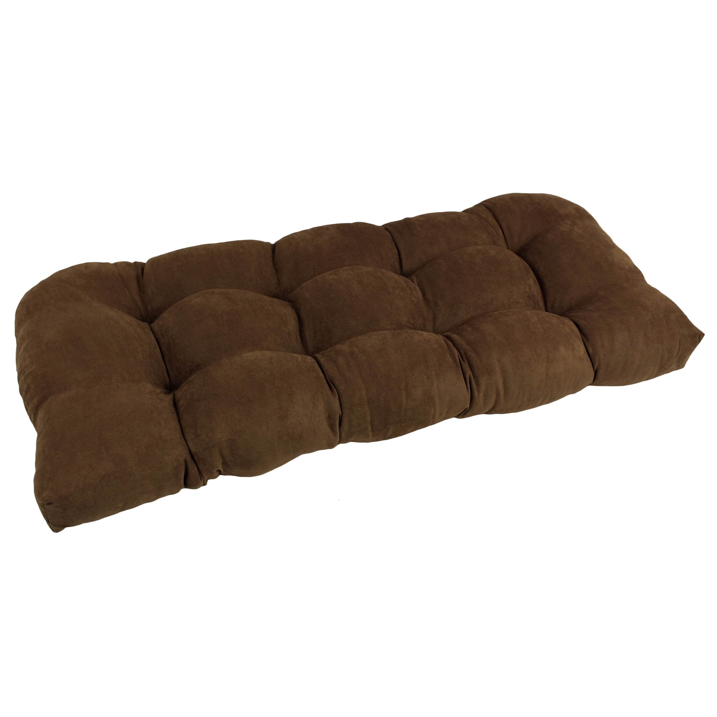 42-inch by 19-inch U-Shaped Micro Suede Polyester Tufted Settee/Bench Cushion - Chocolate
