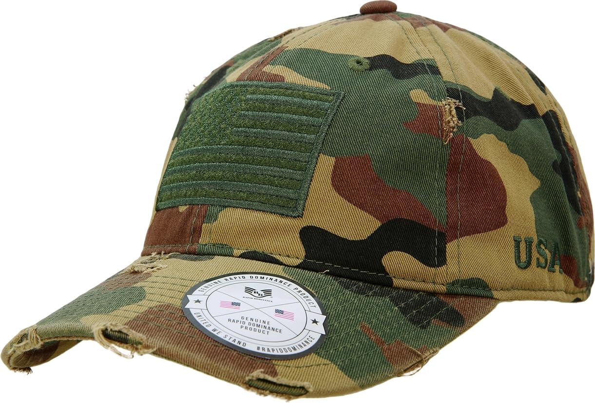 Vintage USA Flag Patch Cap, Woodland