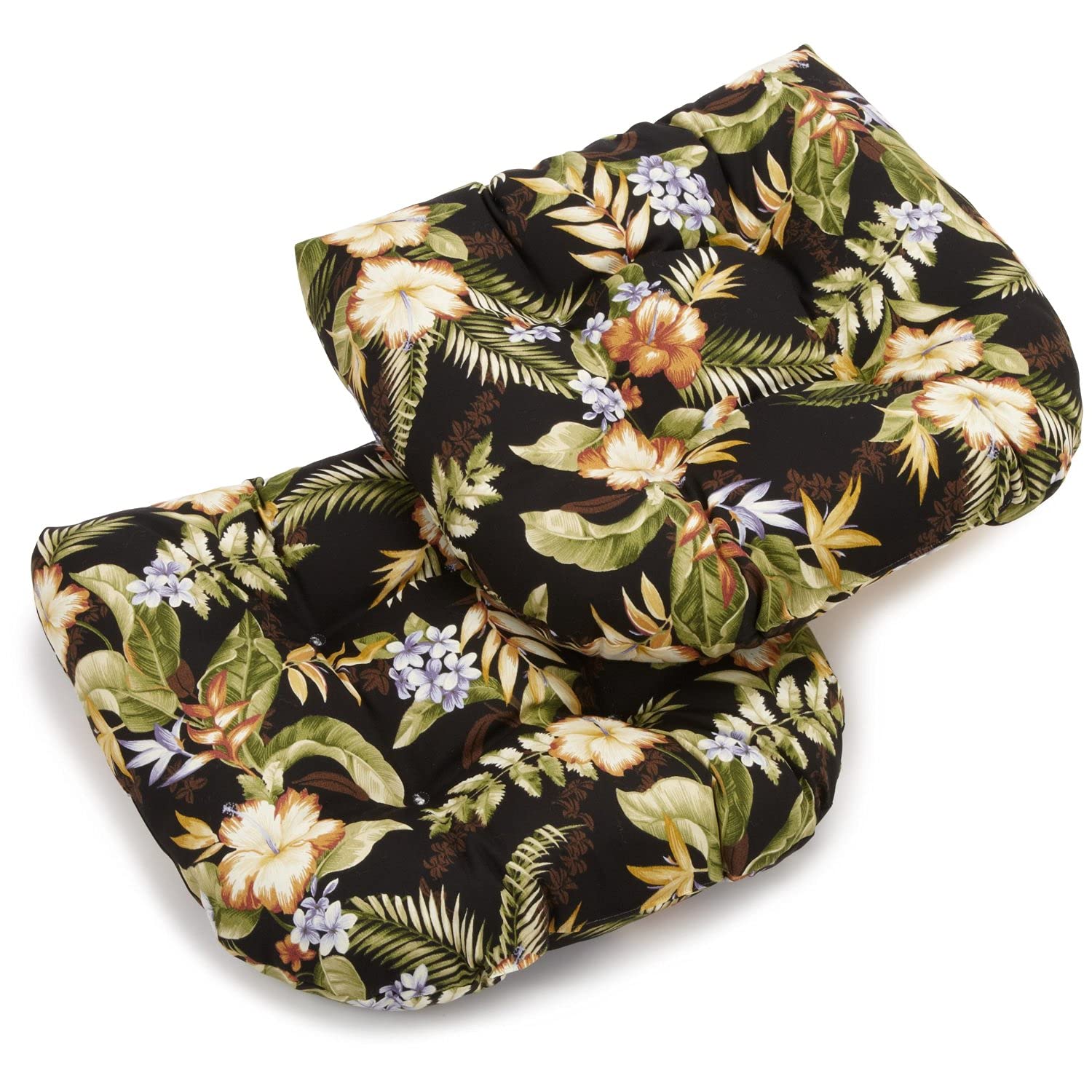 19-inch U-Shaped Outdoor Spun Polyester Tufted Dining Chair Cushion (Set of 2) - Freeport Ebony