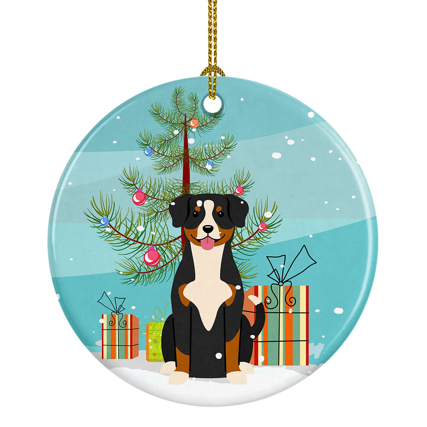 Carolines Treasures Merry Christmas Tree Entlebucher Ceramic Ornament