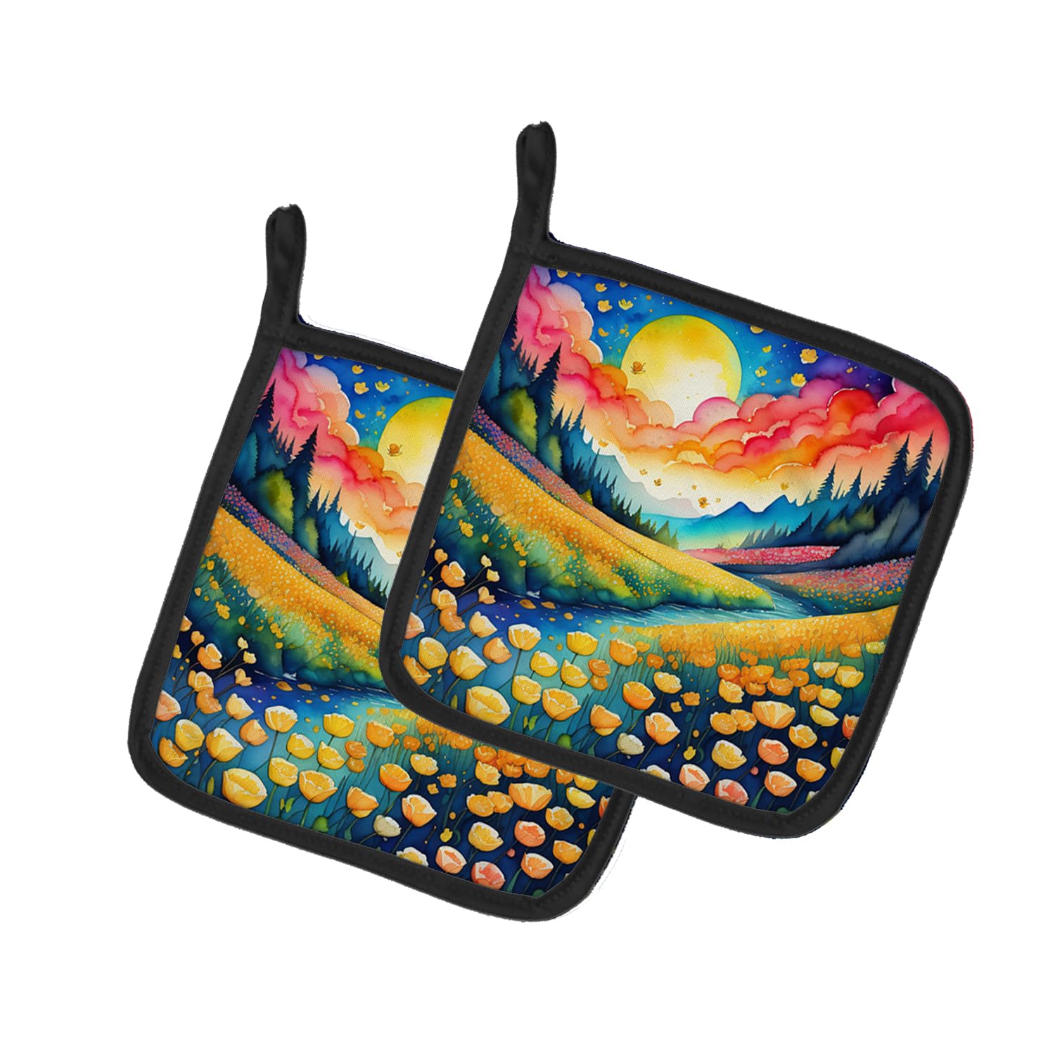 Colorful Buttercups Pair of Pot Holders