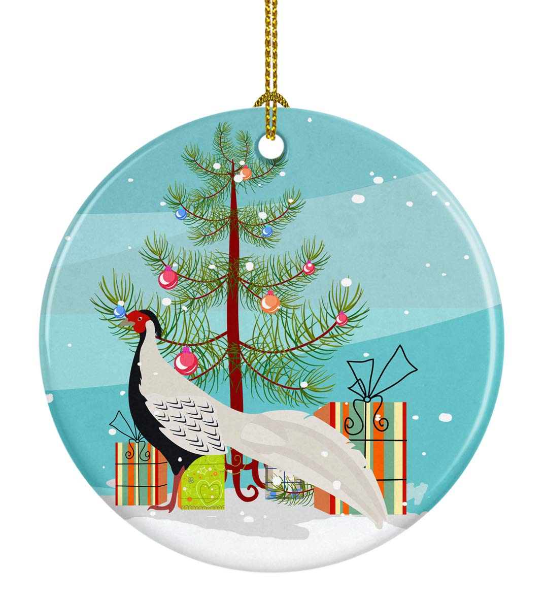 Carolines Treasures Silver Pheasant Christmas Ceramic Ornament