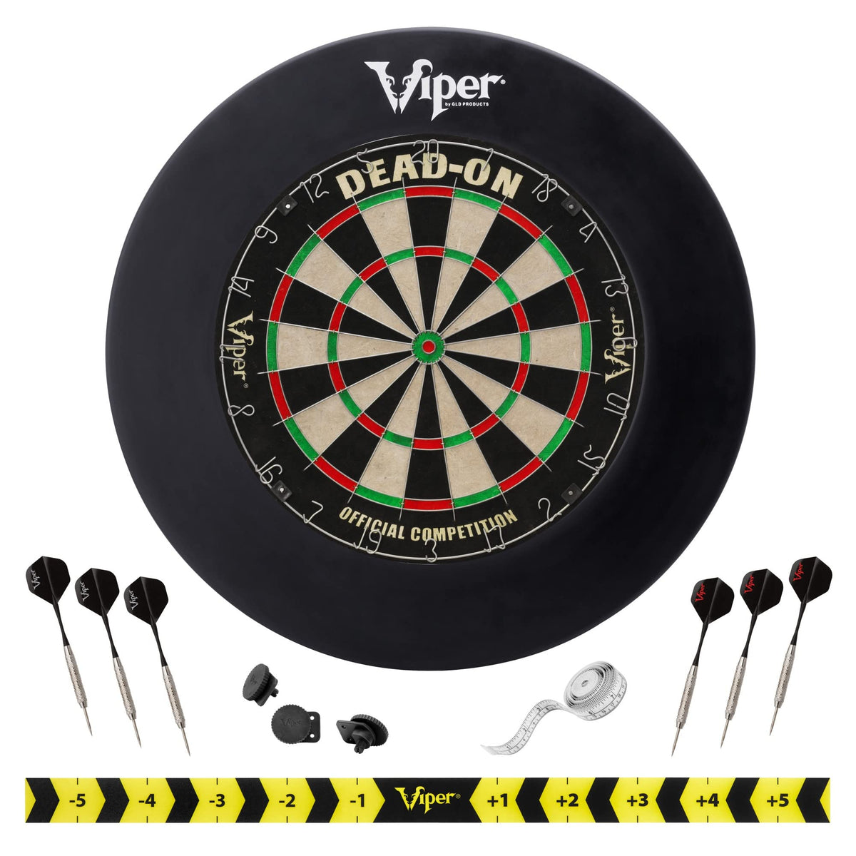 Viper By Gld Products Dead On Sisal Dartboard, Two Sets Starter Darts, Throw Line, Viper Defender, Black