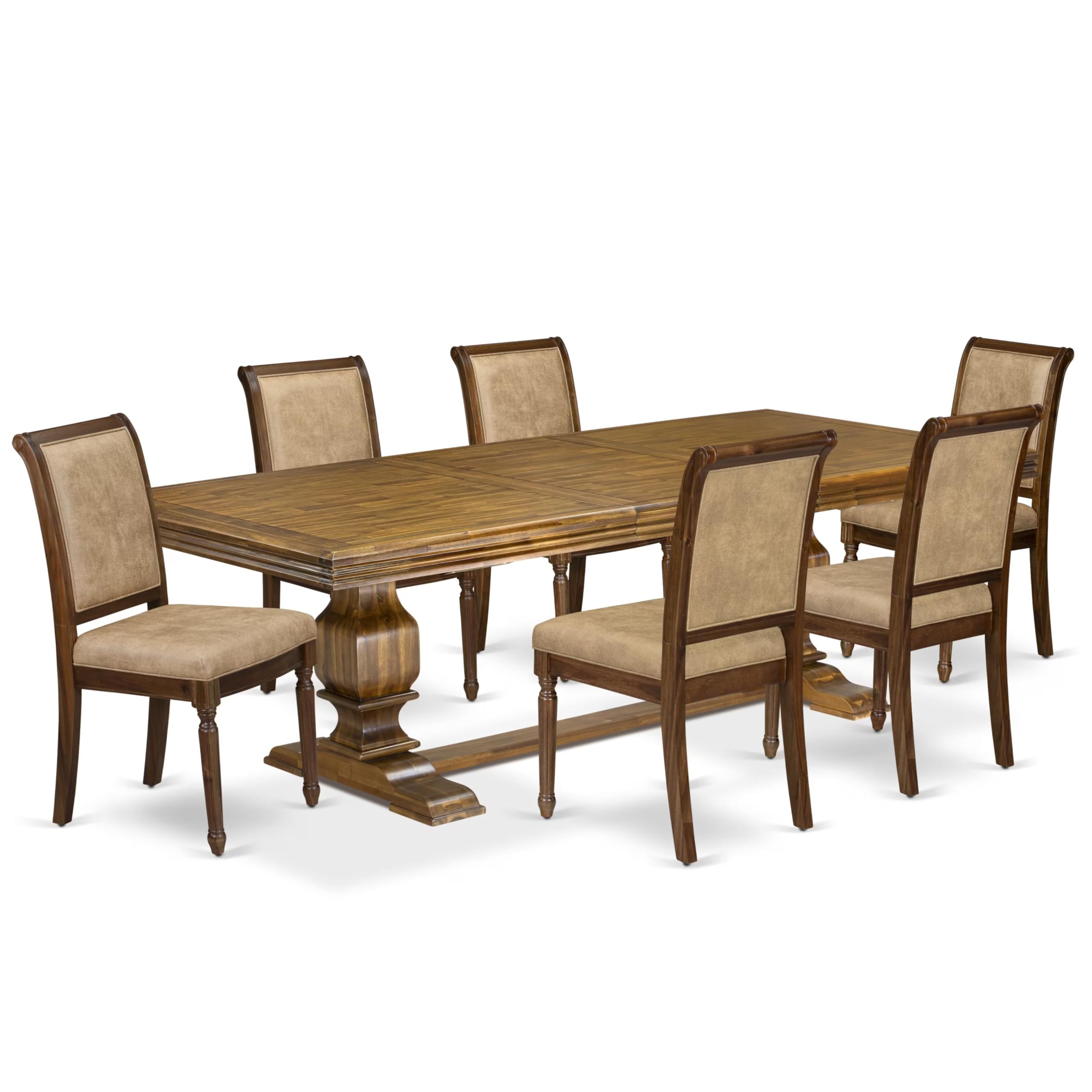 7 piece Kitchen Table Set of a Modern Dining Table and 6 Dark Grey Dinner Chairs