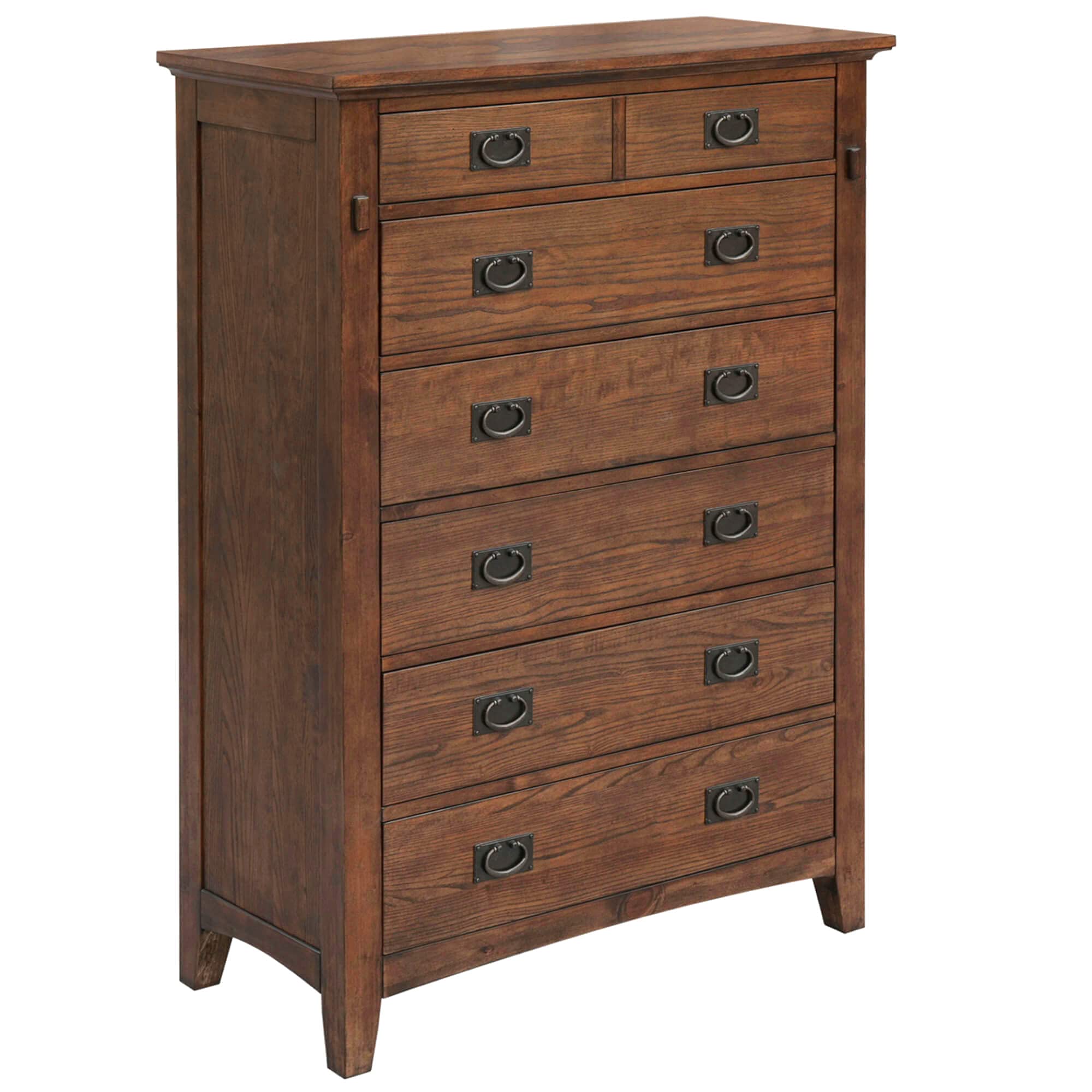 Sunset Trading Mission Bay 6 Drawer Bedroom Chest  Amish Brown Solid Wood  No Assembly Required, Tall Dresser