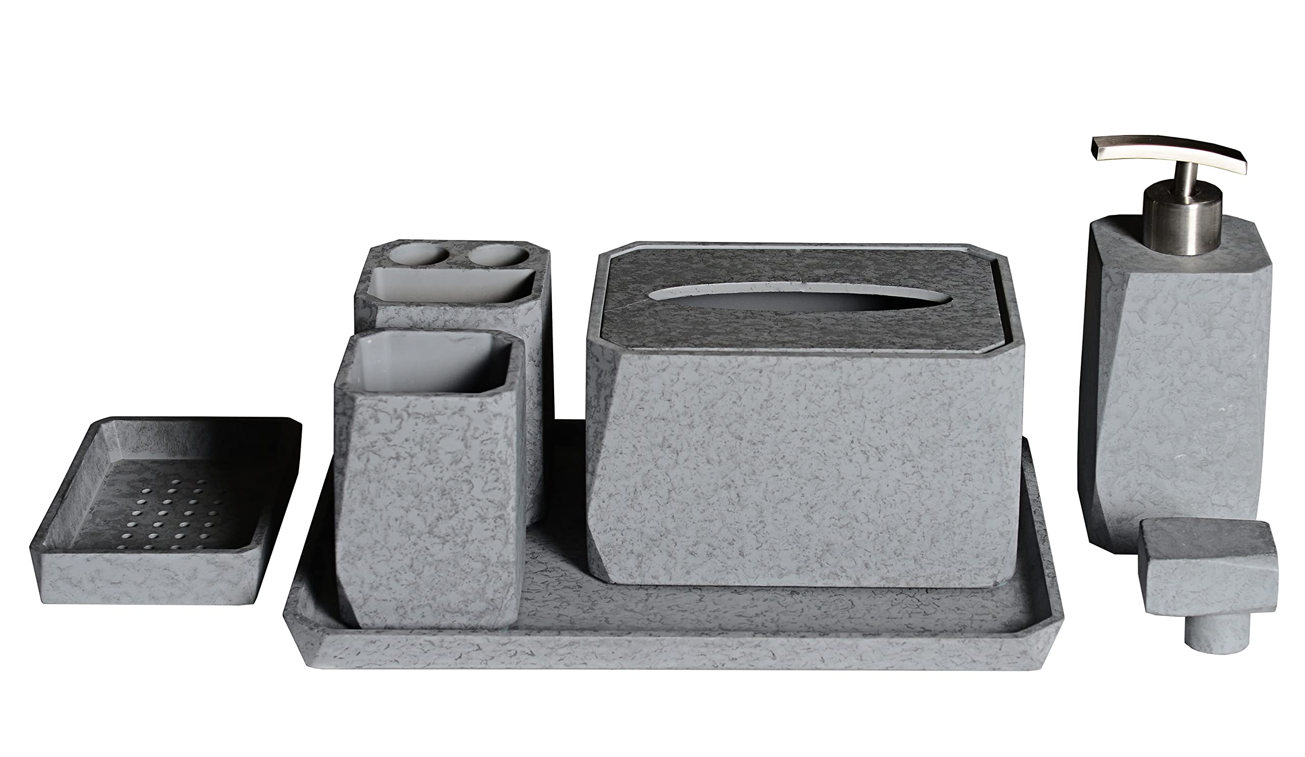 ALFI brand ABCO1023 7 Piece Solid Concrete Bathroom Accessory Set
