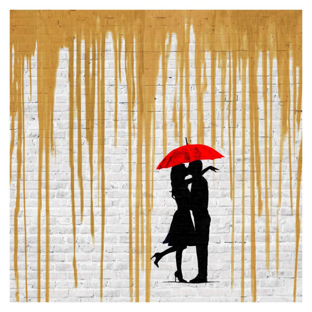 Romance in the Rain (Gold, detail)-Paper Art-32x32”