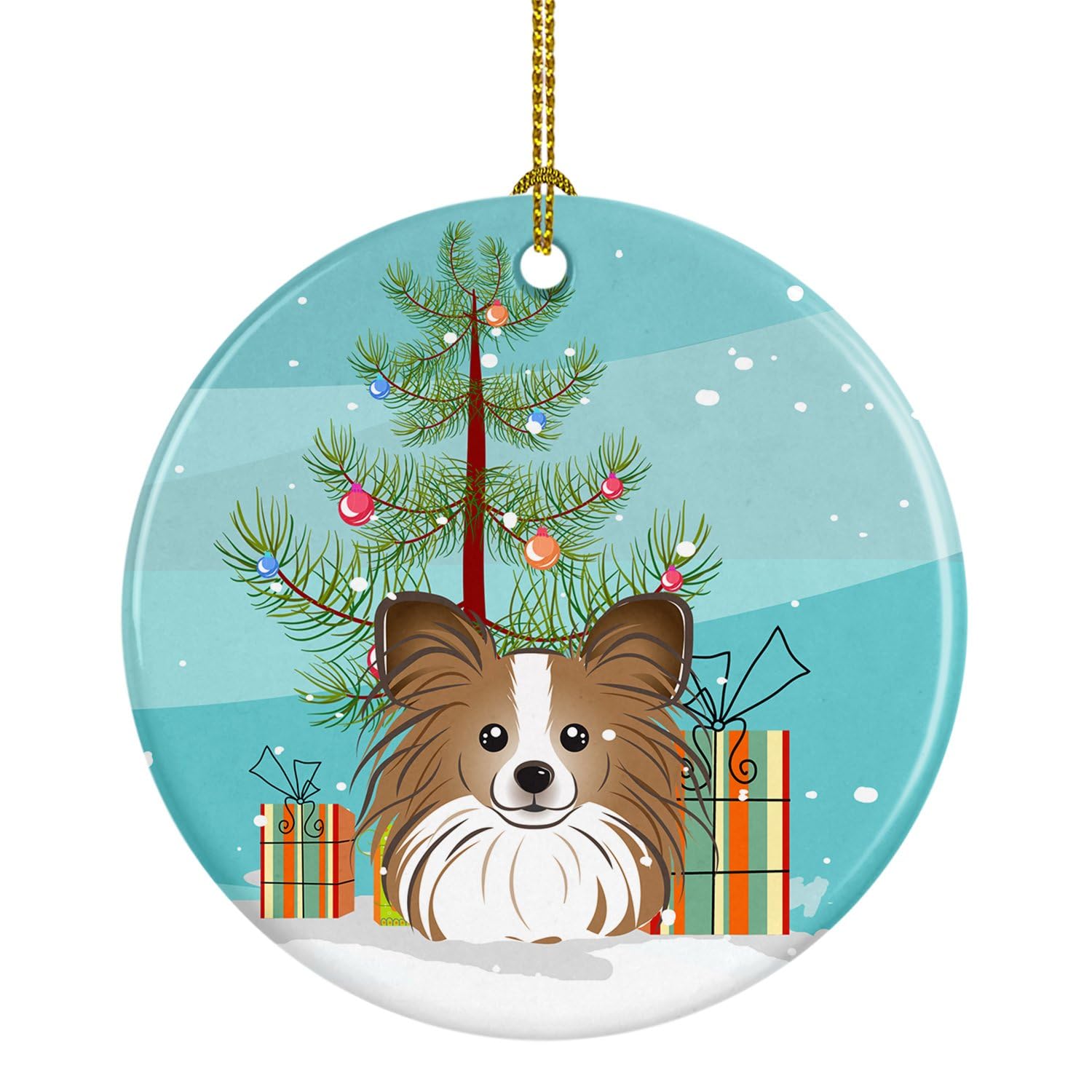 Carolines Treasures Christmas Tree Papillon Ceramic Ornament