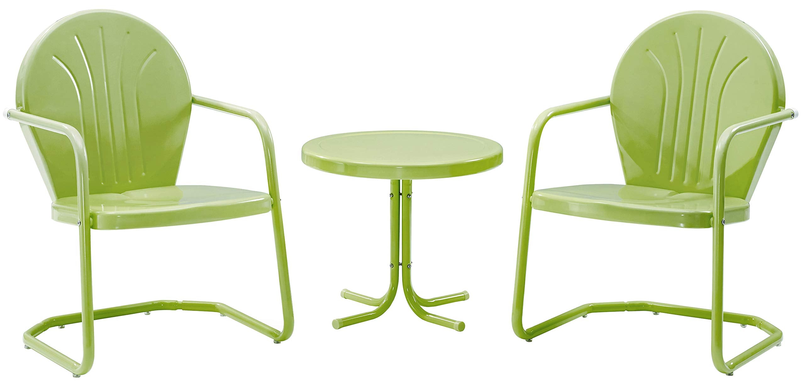 Griffith 3Pc Outdoor Metal Armchair Set Key Lime Gloss - Side Table & 2 Chairs