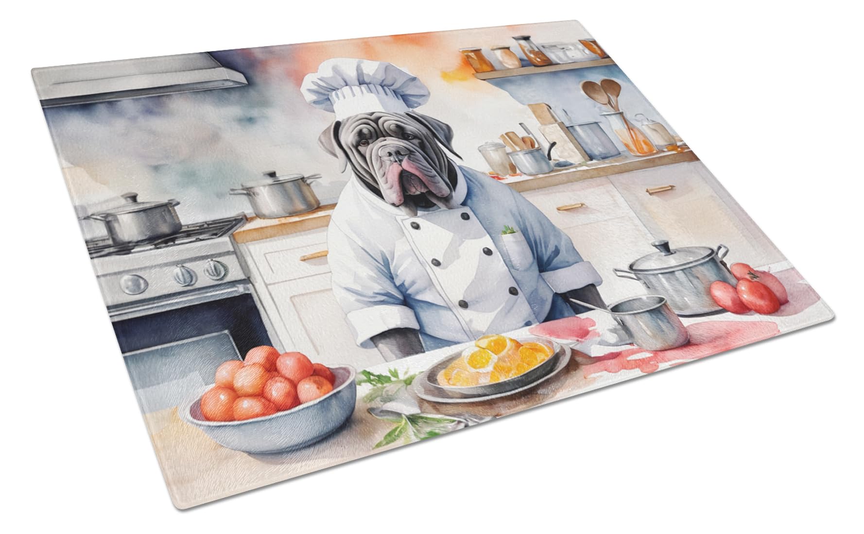 Carolines Treasures DAC6287LCB Neapolitan Mastiff The Chef Glass Cutting Board Decorative Tempered Glass Kitchen Cutting and Serving Board Large Size Chopping Board