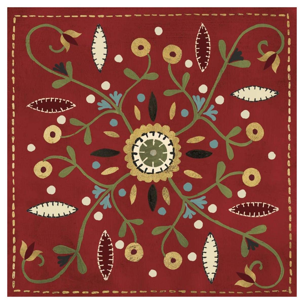 Festive Tiles IV Red WAL - PILLOW -Paper Art-42x42”