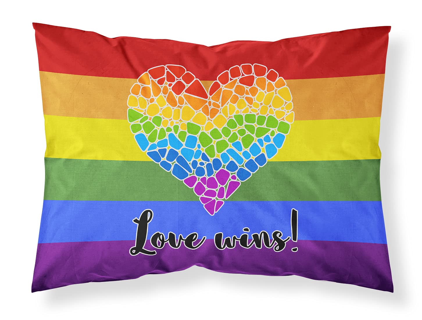 Carolines Treasures CK8017PILLOWCASE Gay Pride Love Wins Mosaic Heart Fabric Standard Pillowcase Lightweight Super Soft Easy Care Decorative Artwork Pillowcase, Standard