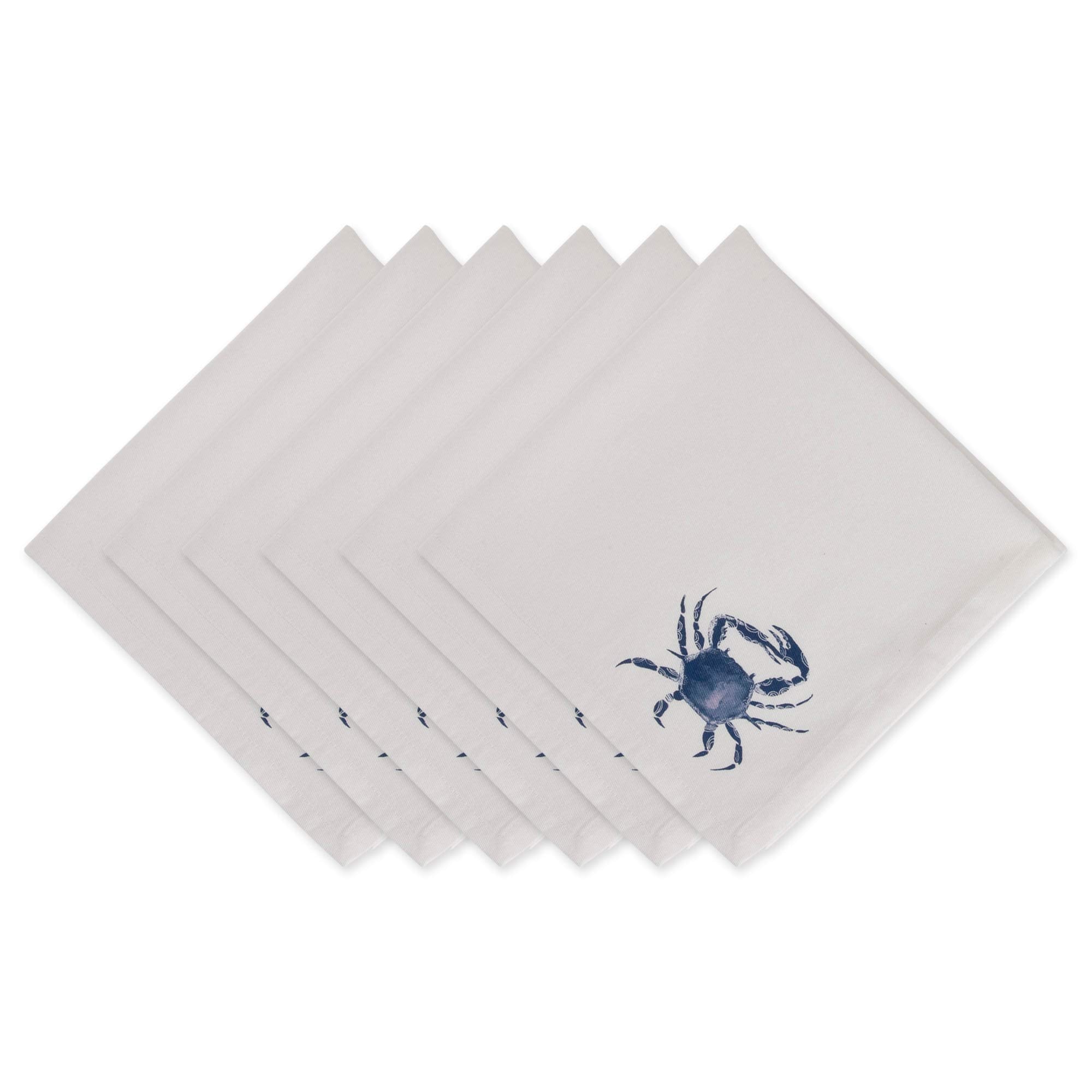 Dii Seashore Collection Tabletop, Napkin Set, 20X20, Blue Crab, 6 Piece