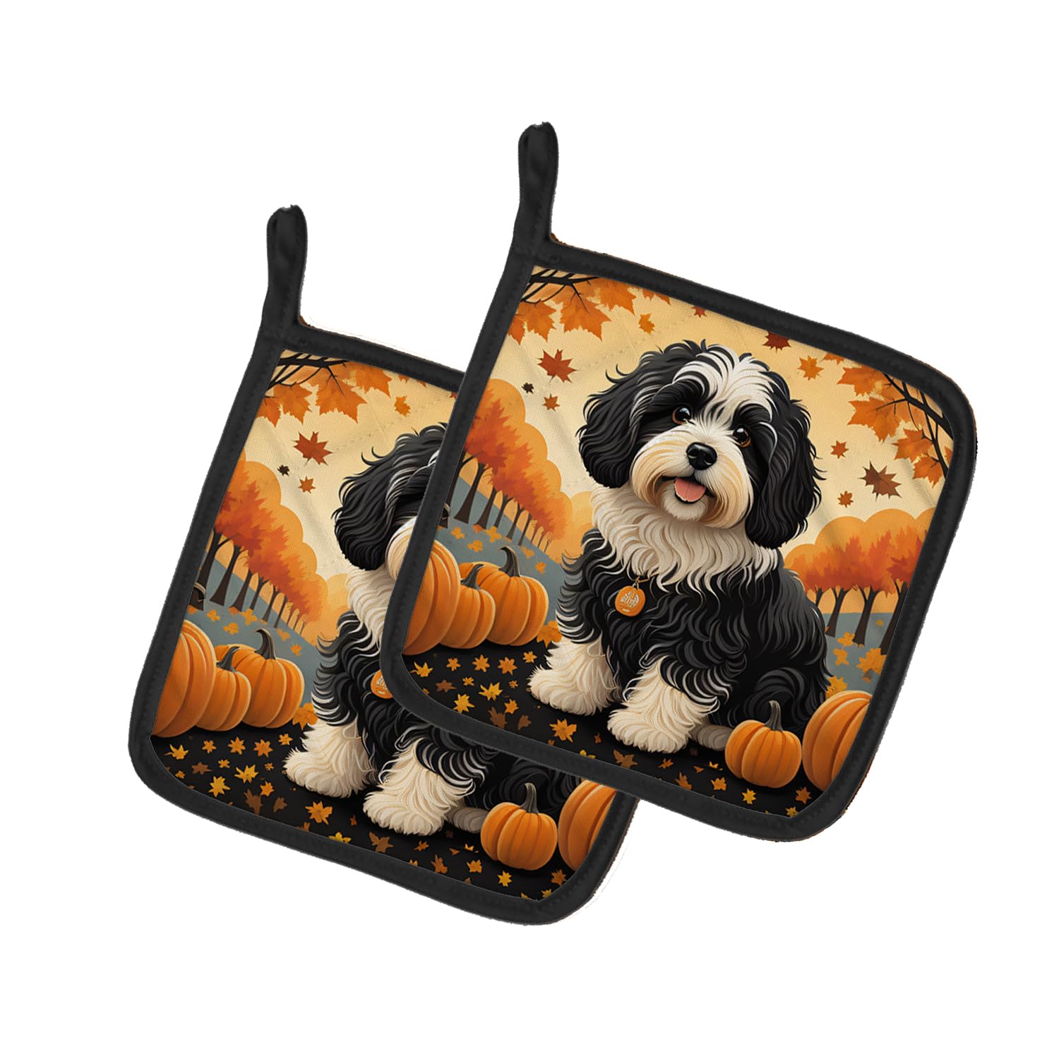 Havanese Fall Pair of Pot Holders