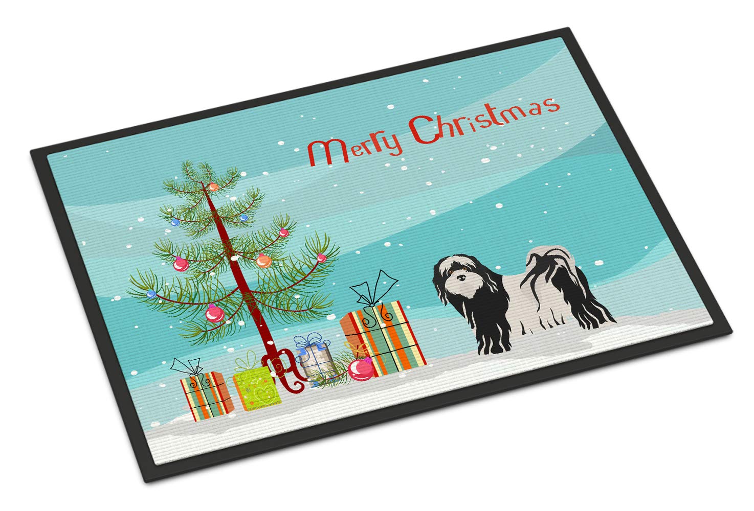 Tibetan Terrier Christmas Tree Indoor or Outdoor Mat 18x27