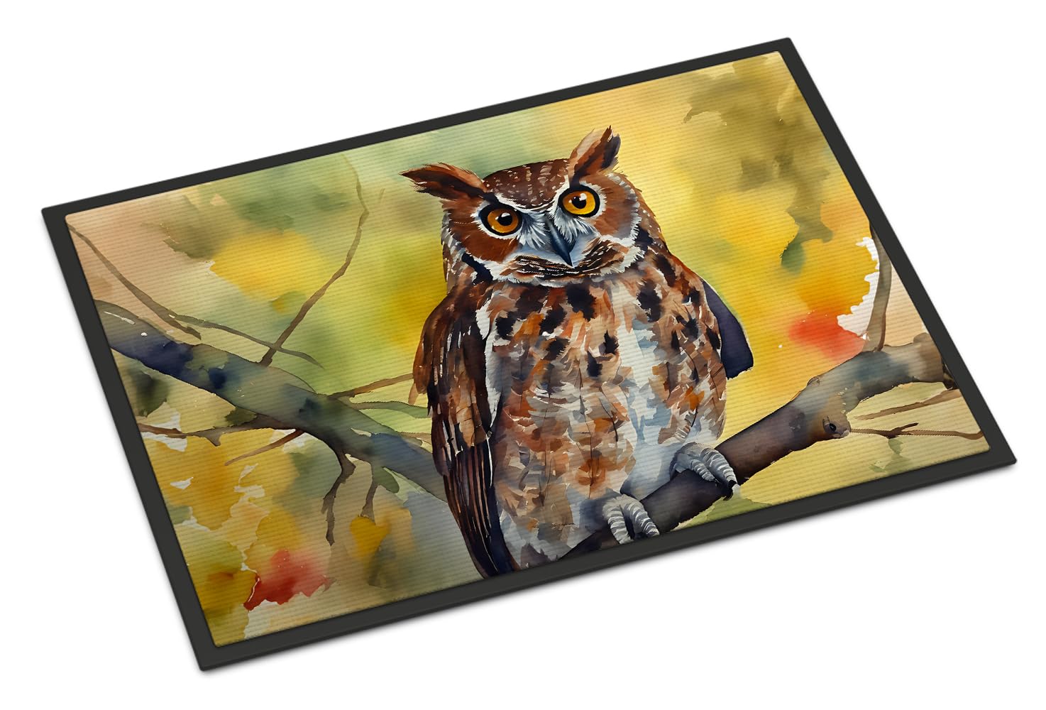 Carolines Treasures DAC3218MAT Eastern Screech Owl Doormat Front Door Mat Indoor Outdoor Rugs for Entryway, Non Slip Washable Low Pile, 18H X 27W