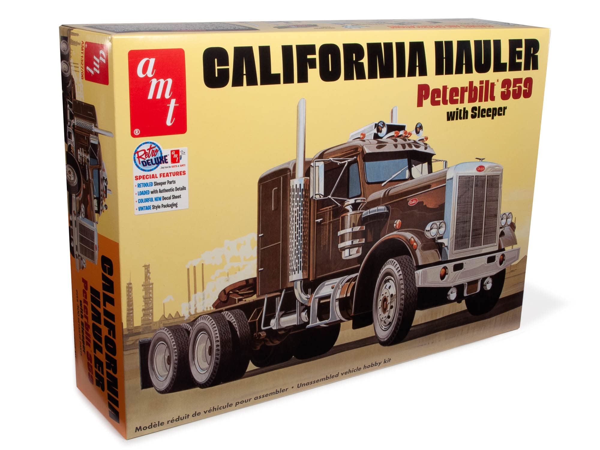 Skill 3 Model Kit Peterbilt 359 California Hauler with Sleeper Cab 1/25 Scale Model by AMT