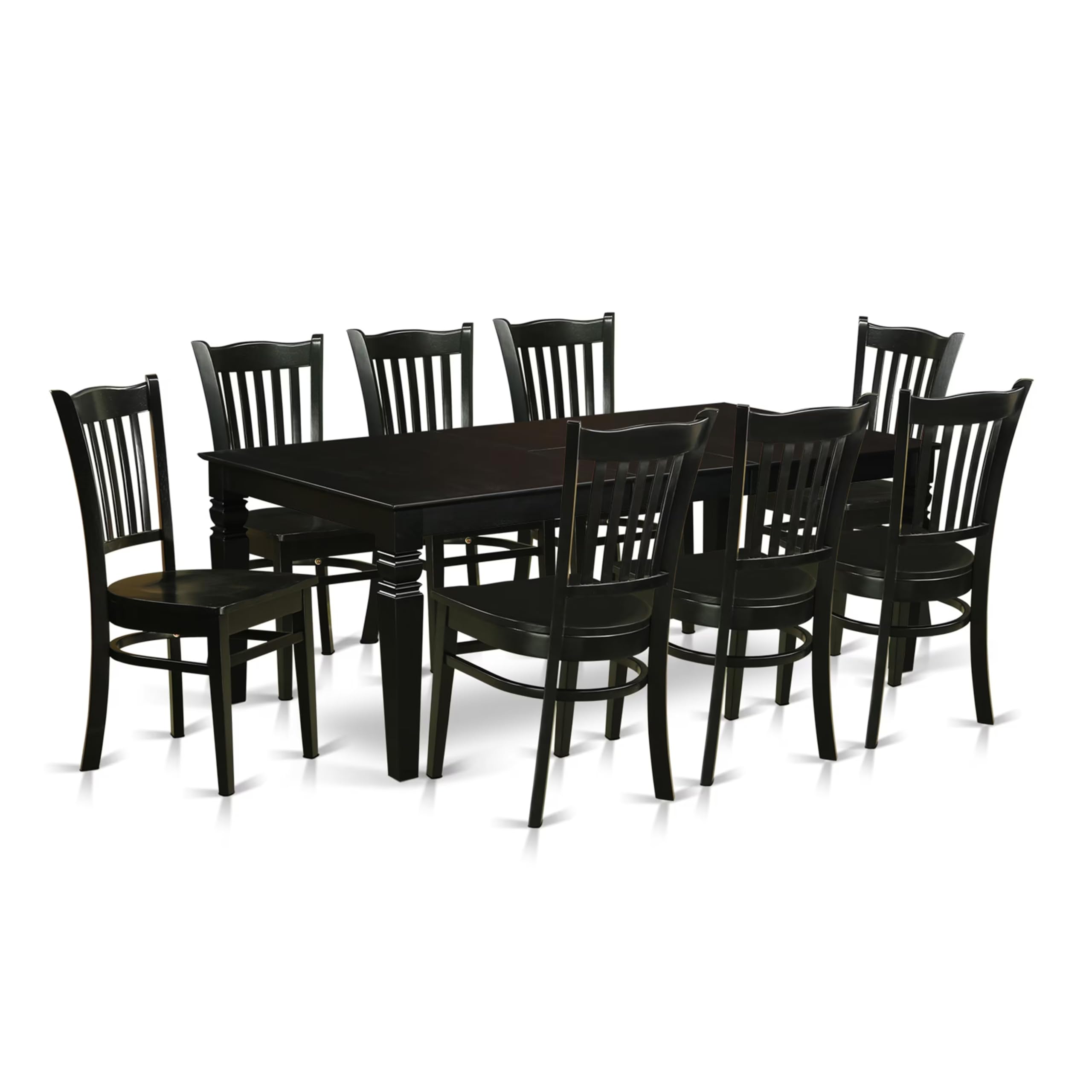 9  Pc  Dining  Room  set  with  a  Kitchen  Table  and  8  Wood  Kitchen  Chairs  in  Black