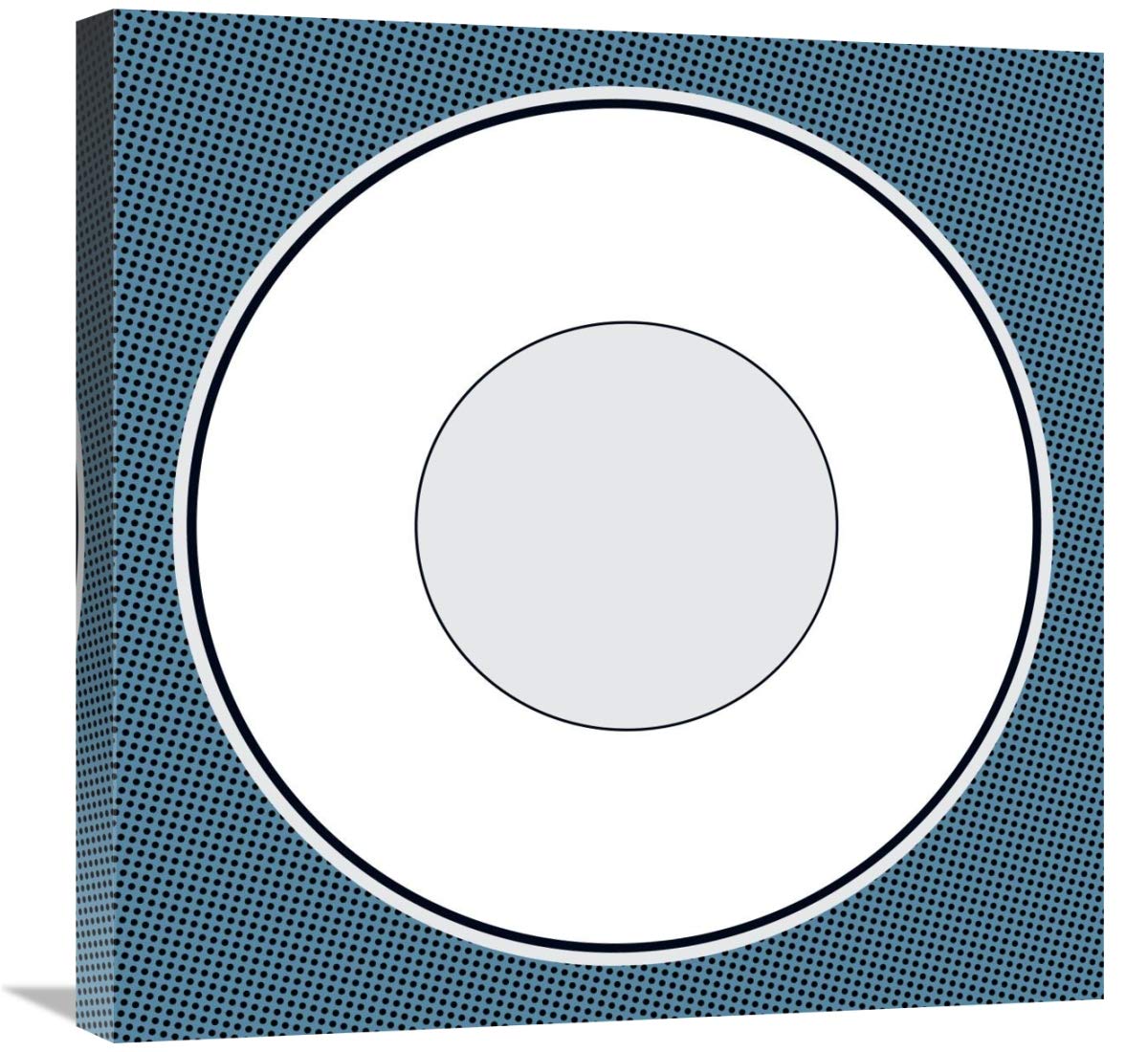 Mealtime: White on Blue with Dots - Plate-Canvas Art-24x24”
