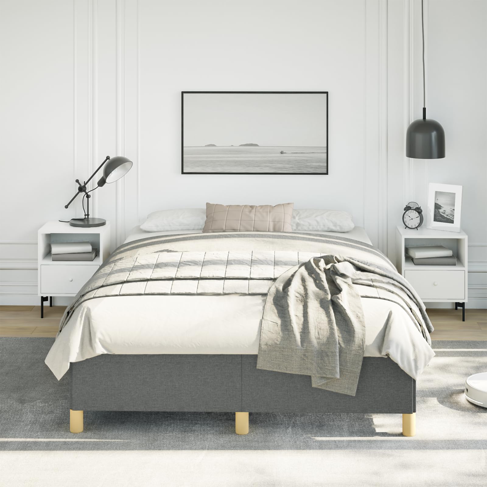 vidaXL Bed Frame Dark Gray 53.9x74.8??Full Fabric