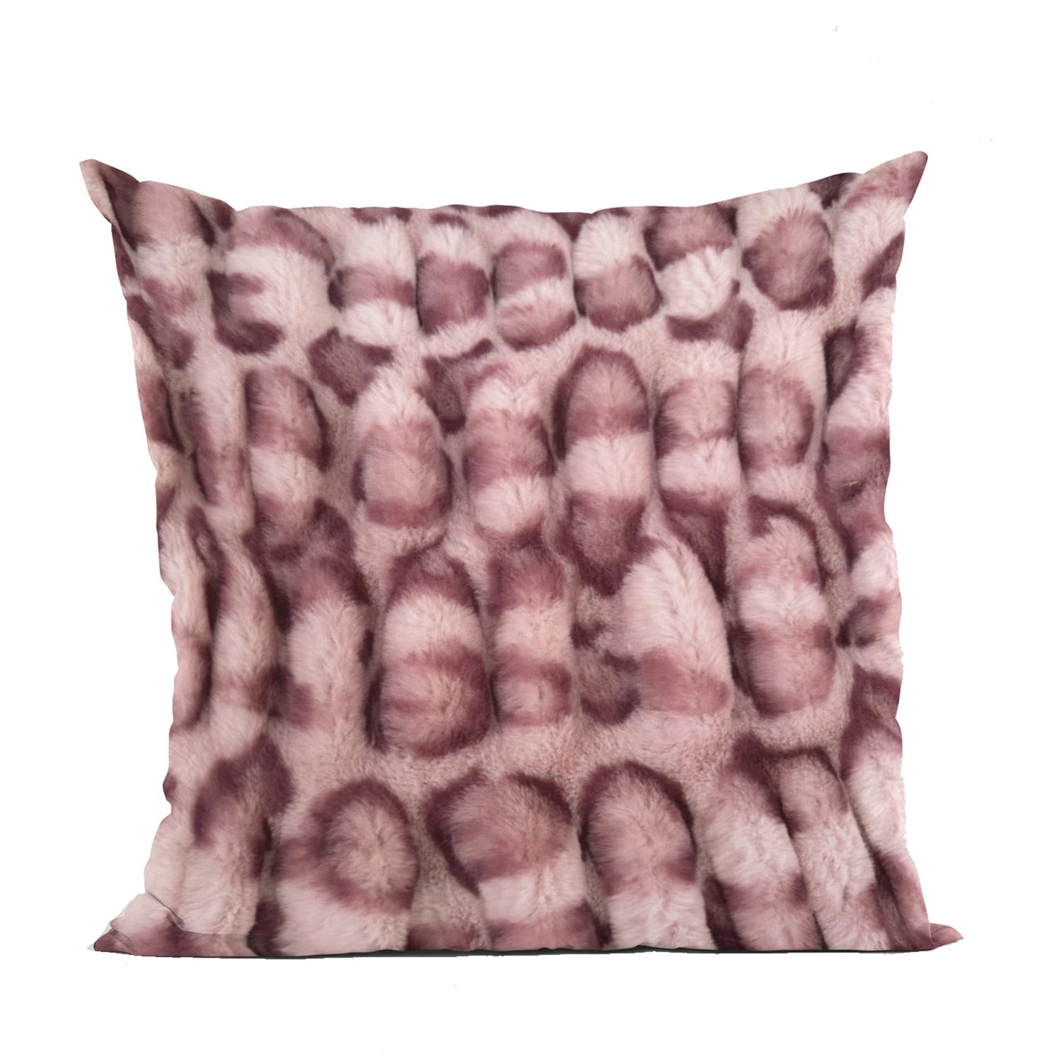 Plutus Pink Leopard Animal Faux Fur Luxury Throw Pillow - Double sided  16 x 16”
