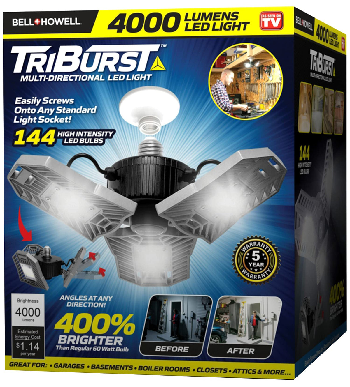 Triburst By Bell+Howell Led Garage Light High Intensity Lighting With ...