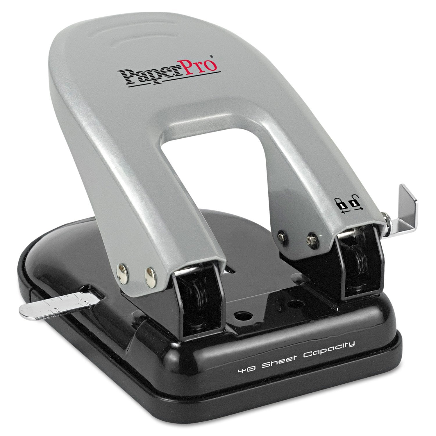 Bostitch Indulge 2-Hole Punch, Reduced Effort, Metal Construction, 40 Sheets, Silver (2340)