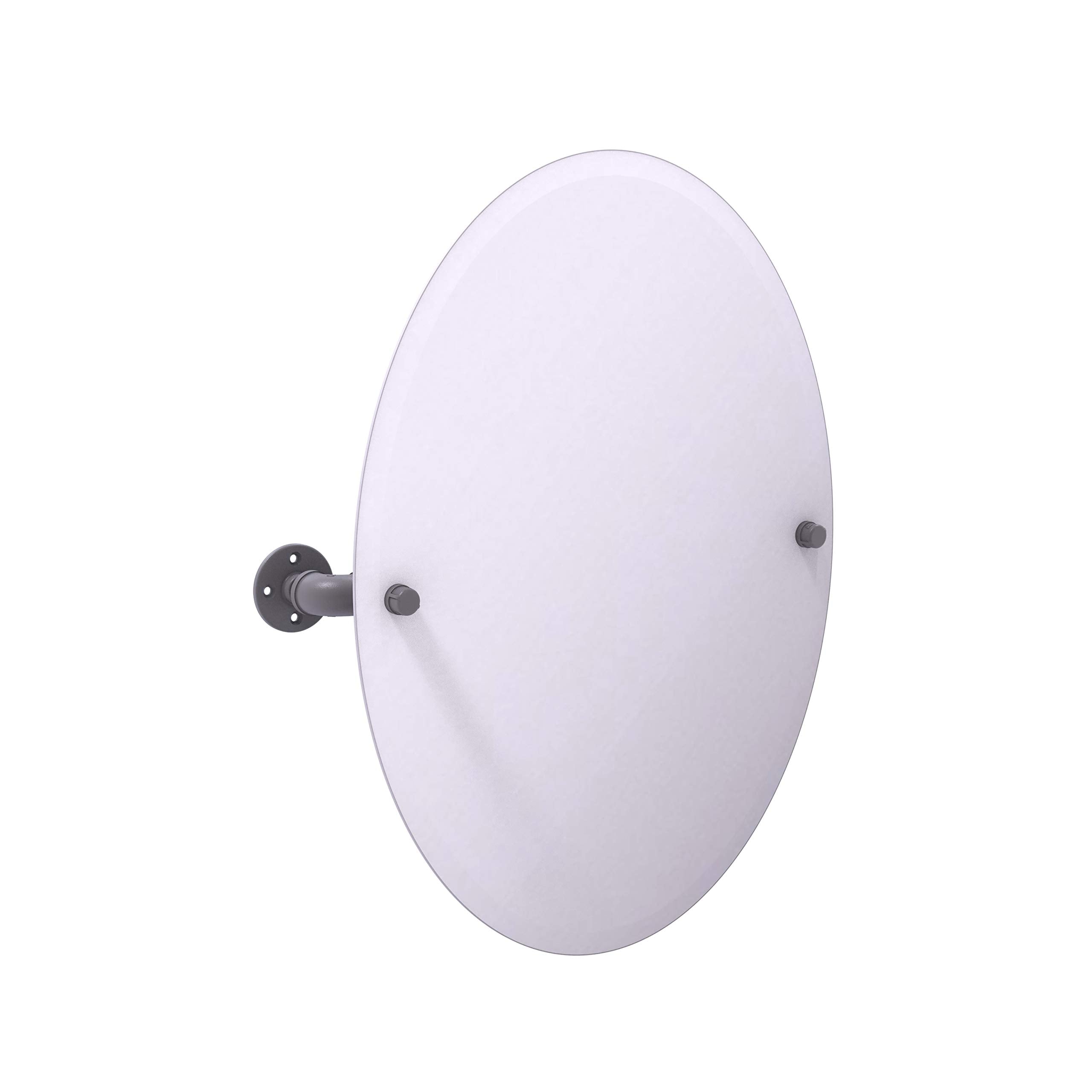Pipeline Collection Frameless Oval Wall Mounted Tilt Mirror - Matte Gray