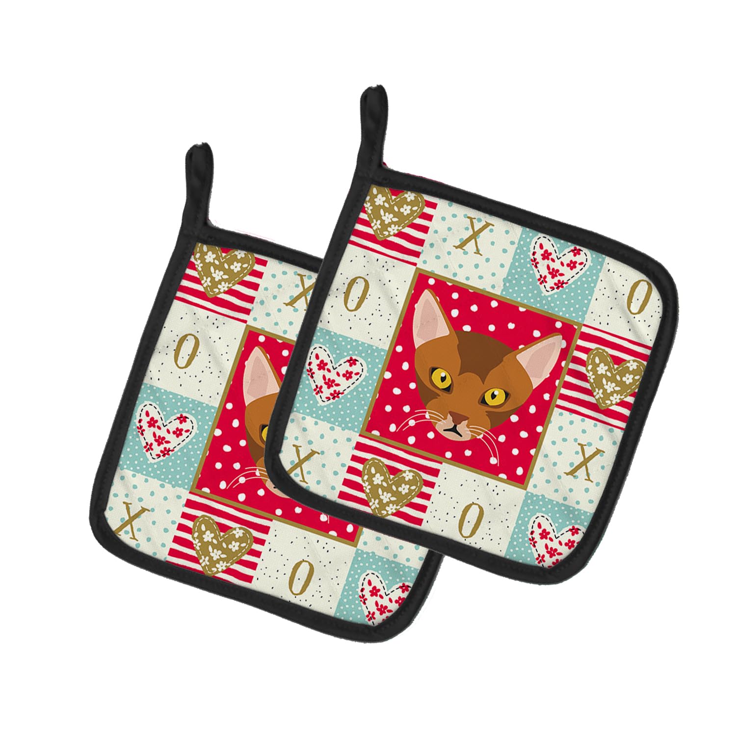 Abyssinian Cat Love Pair of Pot Holders