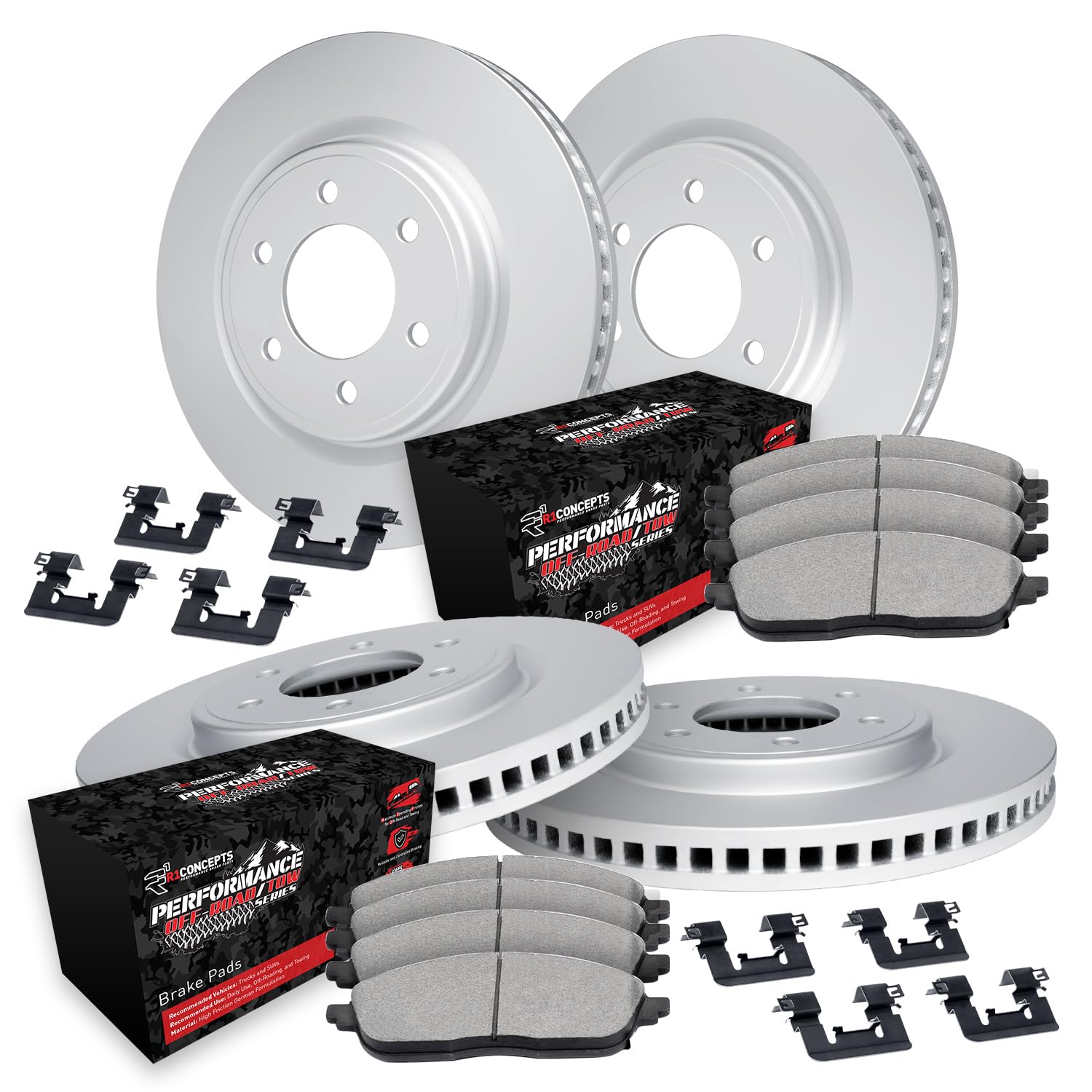 R1 Concepts GEOMET Disc Brake Rotor Set with Off-Road/Tow Brake Pads and Hardware WJVH2-54026