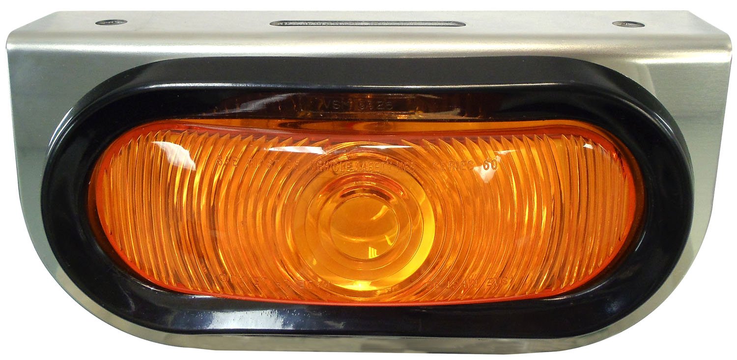 SS MOUNT W/6.5 OVAL AMBER LIGHT & WIRING HARNESS
