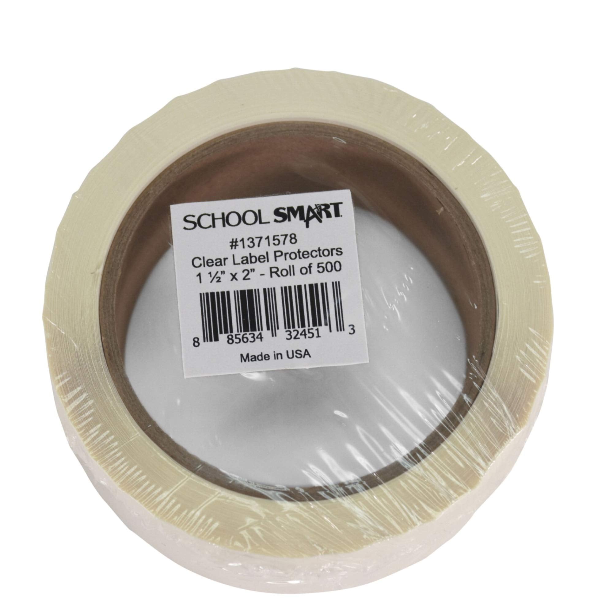 School Smart Vinyl Label Protectors, Round Corner Rectangle, 1-1/4 X 3-1/8 Inches, Clear, Pack Of 500-1371577 (Pack Of 5)