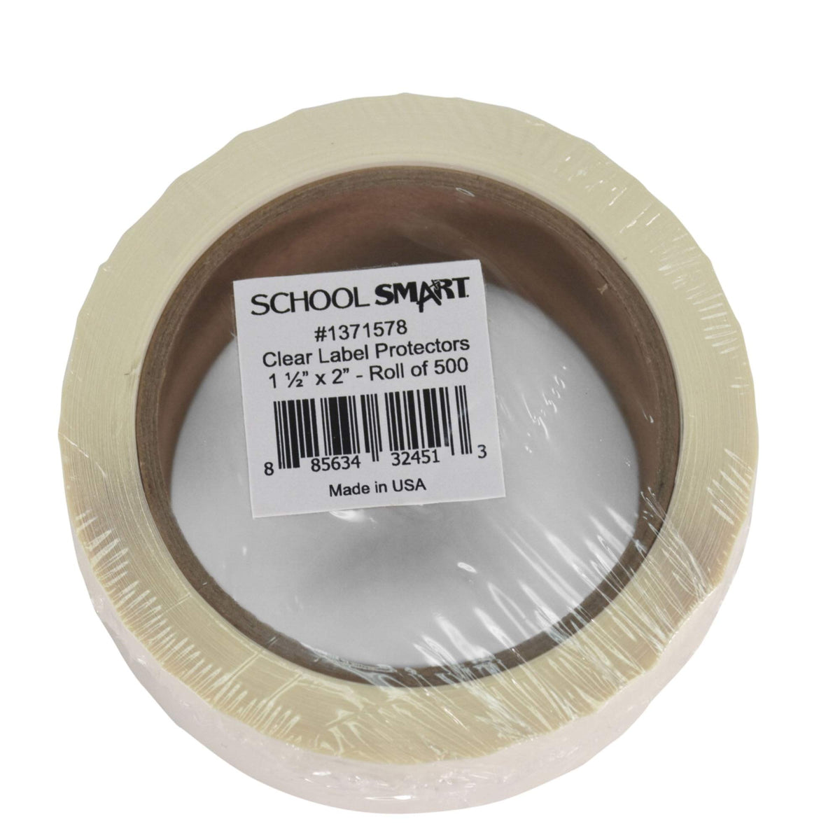 School Smart Vinyl Label Protectors, Round Corner Rectangle, 1-1/4 X 3-1/8 Inches, Clear, Pack Of 500-1371577 (Pack Of 5)