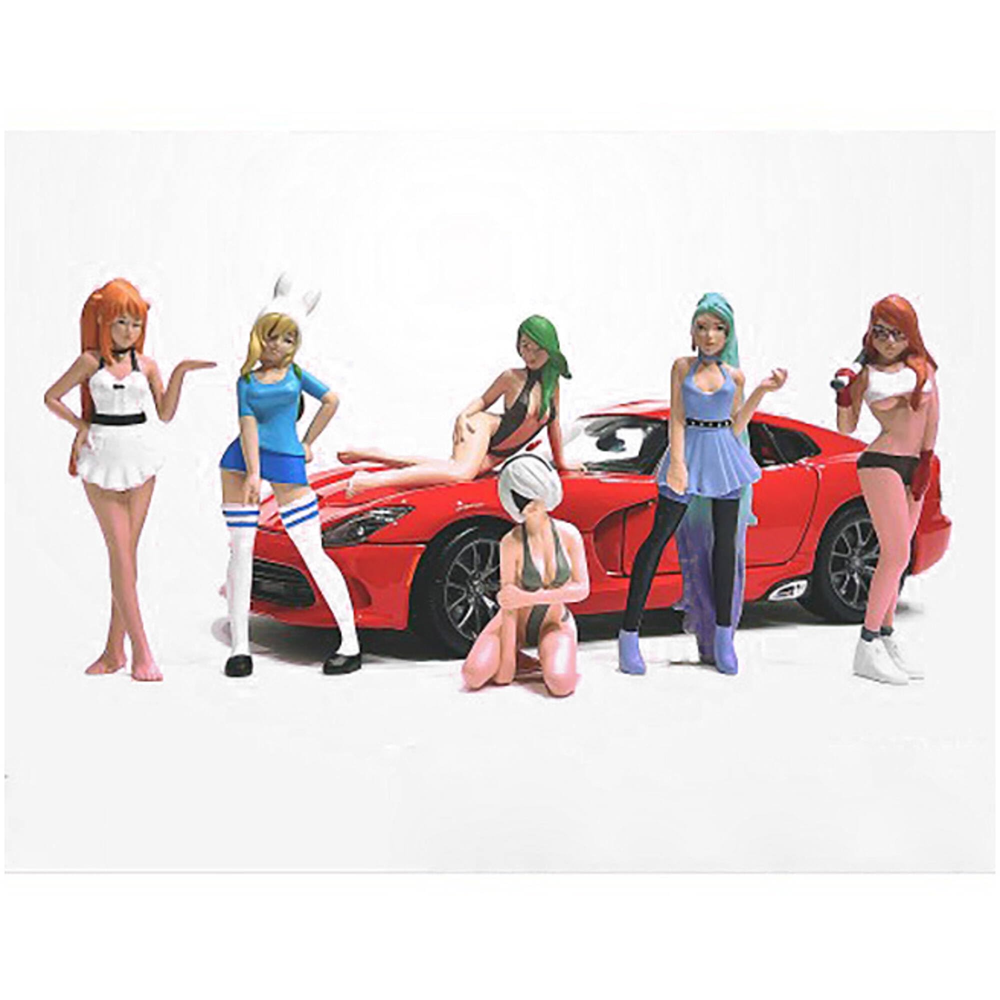 Cosplay Girls 6 piece Figure Set for 1/18 Scale Models by American Diorama
