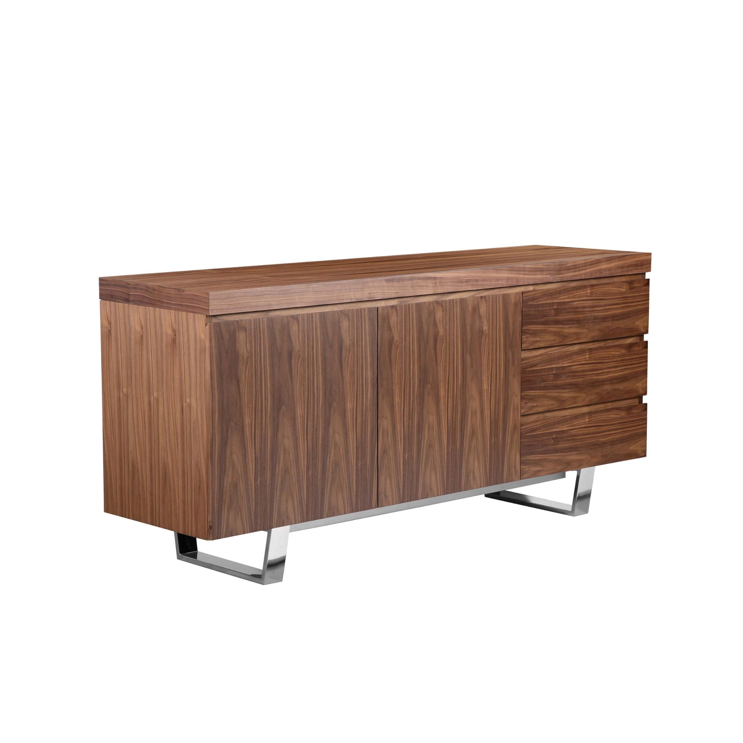Taho 63 Inch Sideboard Buffet Server Cabinet, 1 Double Door Cabinet, Brown