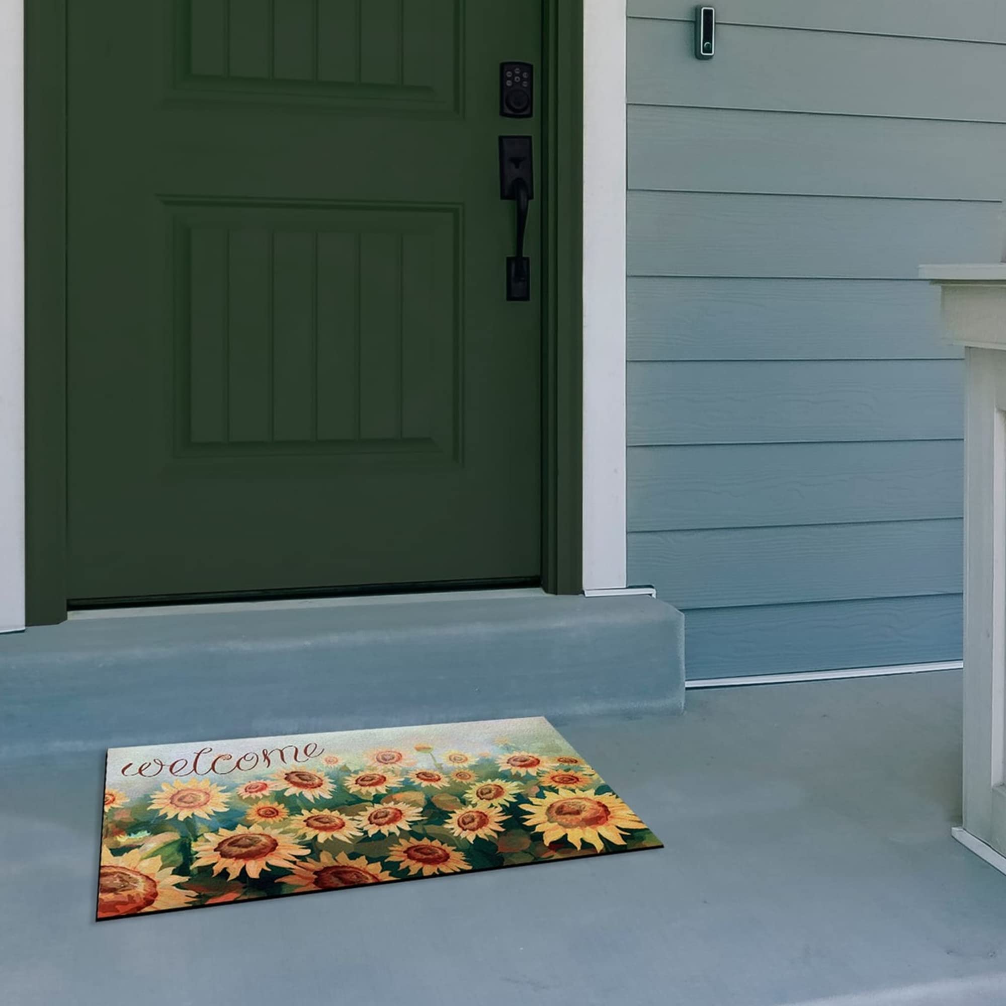 Welcome Outdoor Rubber Entrance Mat 18x30 - Sunflower Field