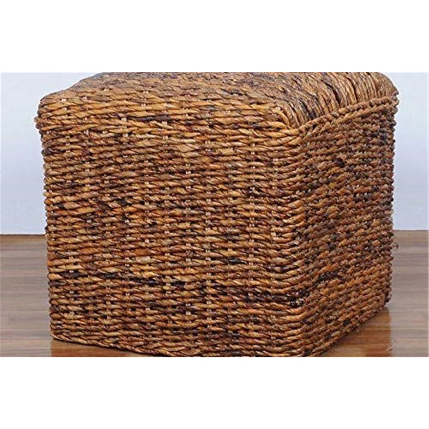 16-inch Square Banana and Rattan Ottoman with Cushioned Top