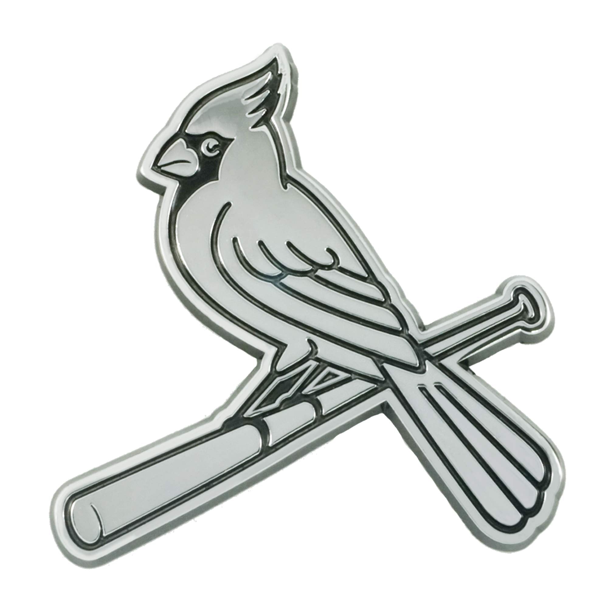 Fanmats 27049 St. Louis Cardinals 3D Chrome Metal Auto Emblem - Bird On Bat And Wordmark Primary Logo