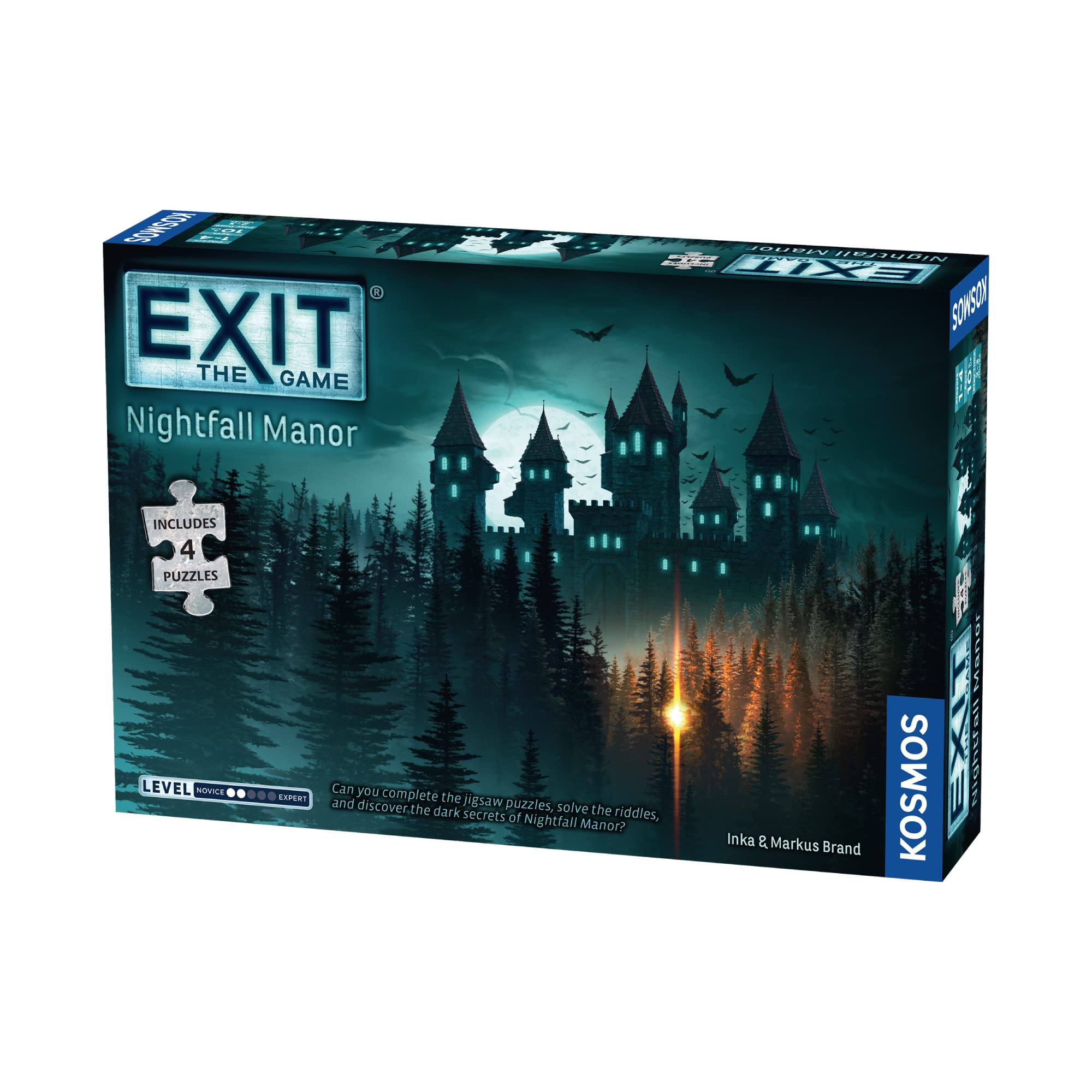 EXIT: Nightfall Manor (with Jigsaw Puzzles) | EXIT: The Game - A Kosmos Game | Family-Friendly, Jigsaw Puzzle-Based at-Home Escape Room Experience | Collaborative Game | for 1 to 4 Players, Ages 10+