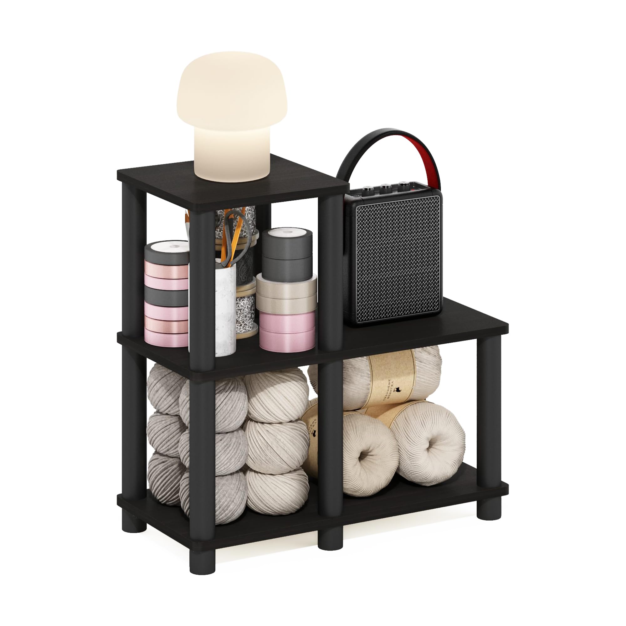 Furinno 14032EX/BK Turn-N-Tube Accent Decorative Shelf, Espresso/Black