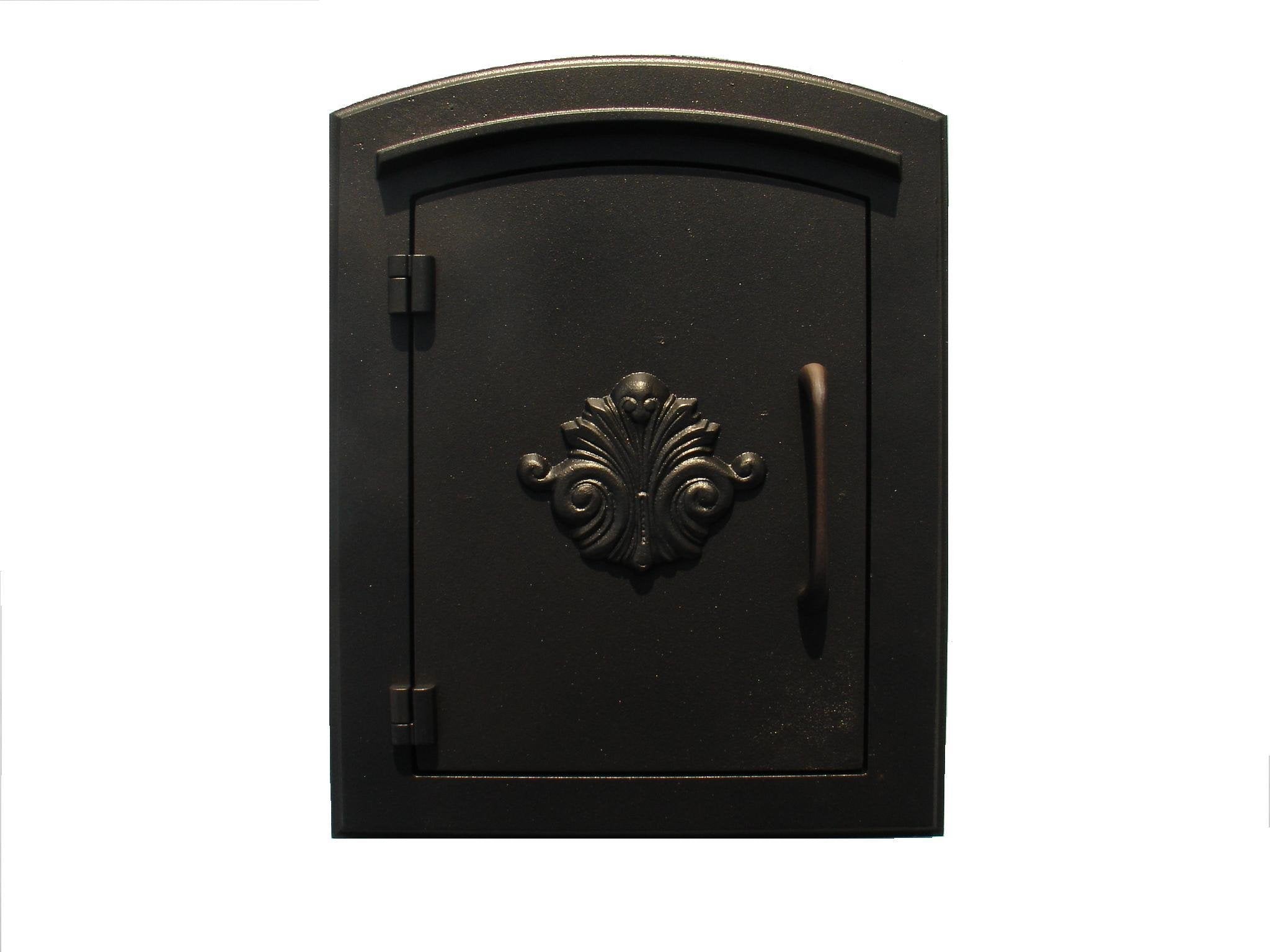 Manchester NON-LOCKING Column Mount Mailbox with Decorative Scroll Logo in Bronze