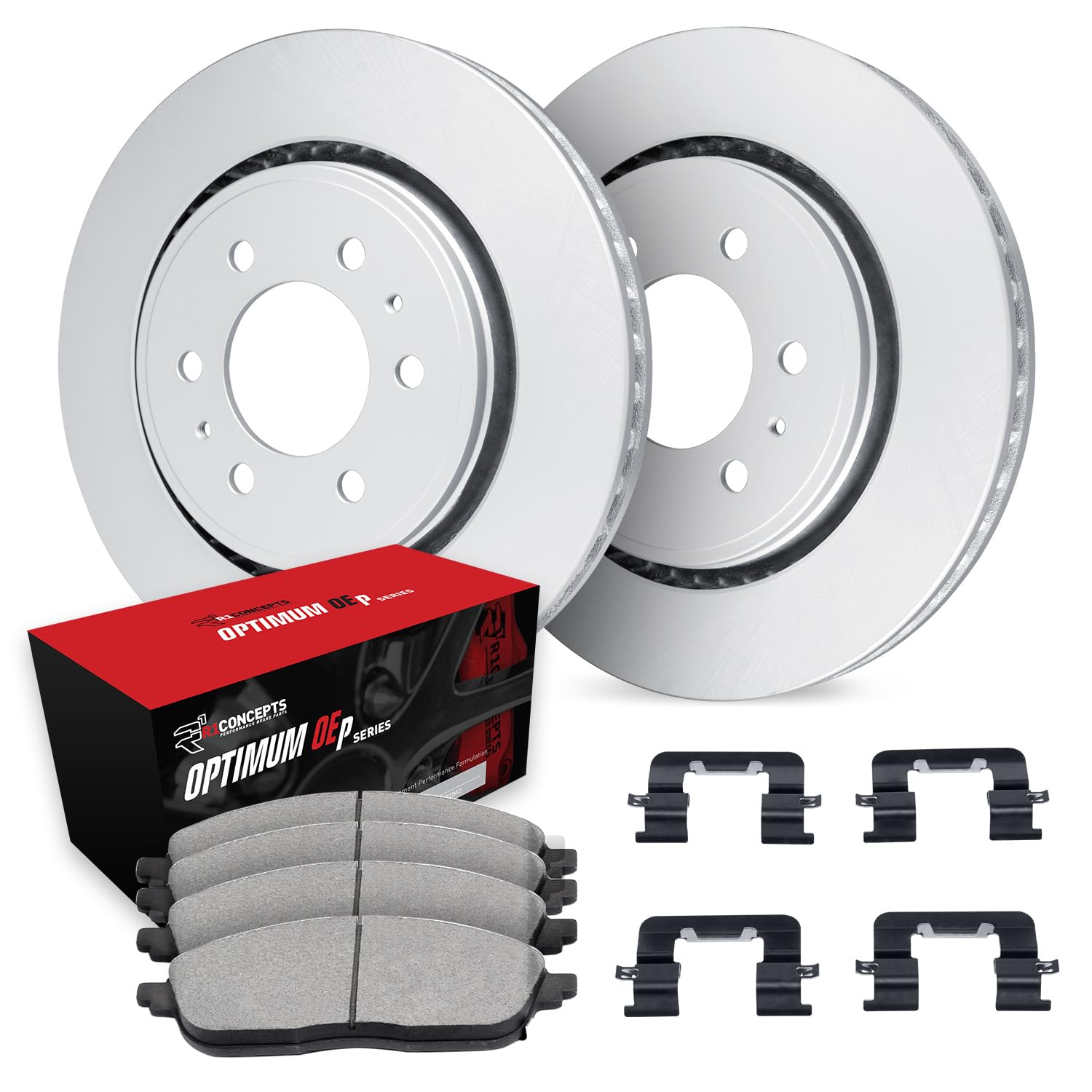 R1 Concepts Carbon Coated Disc Brake Rotor Set with Optimum Oe Pads and Hardware WDUH1-99243