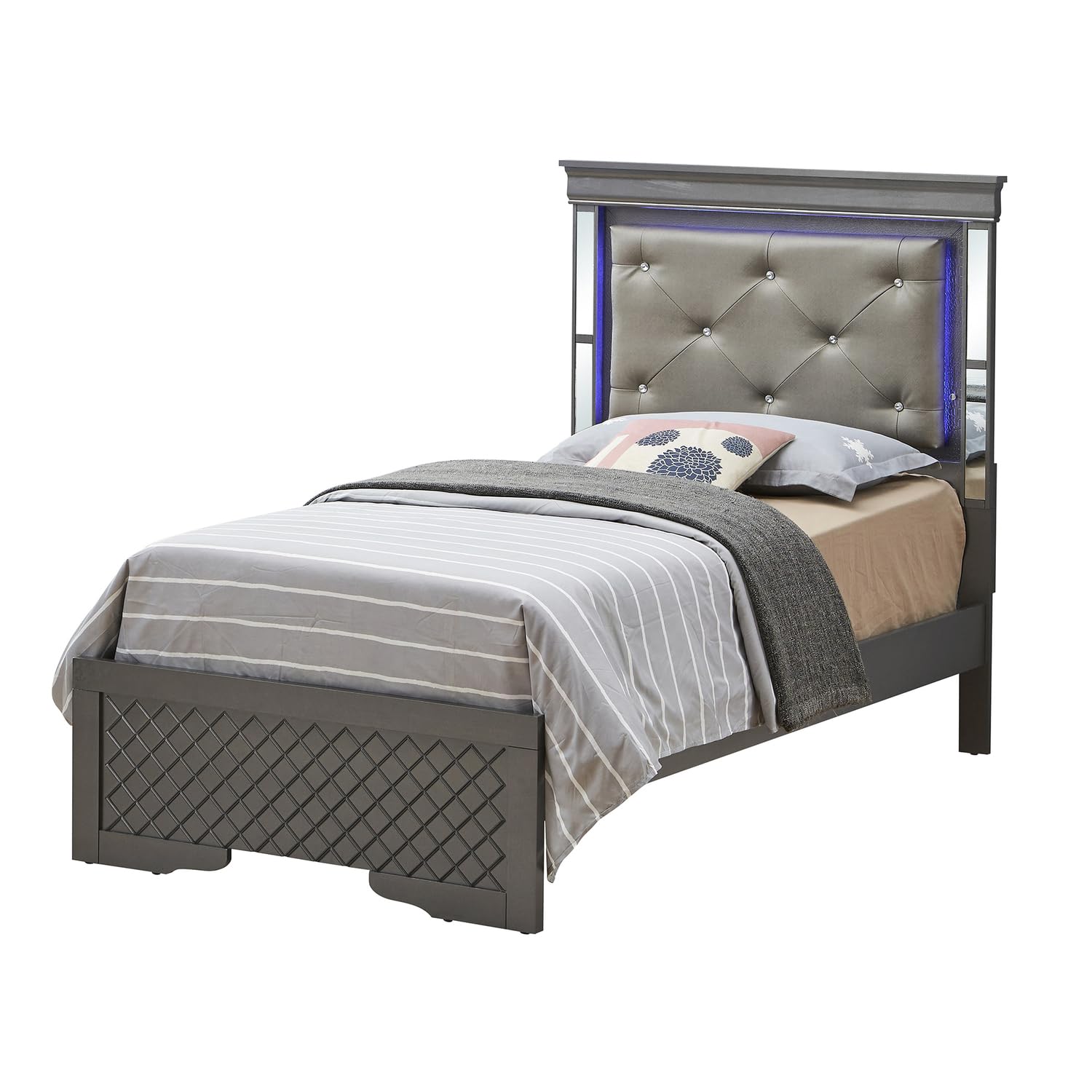Verona Metalic Black Twin Panel Beds